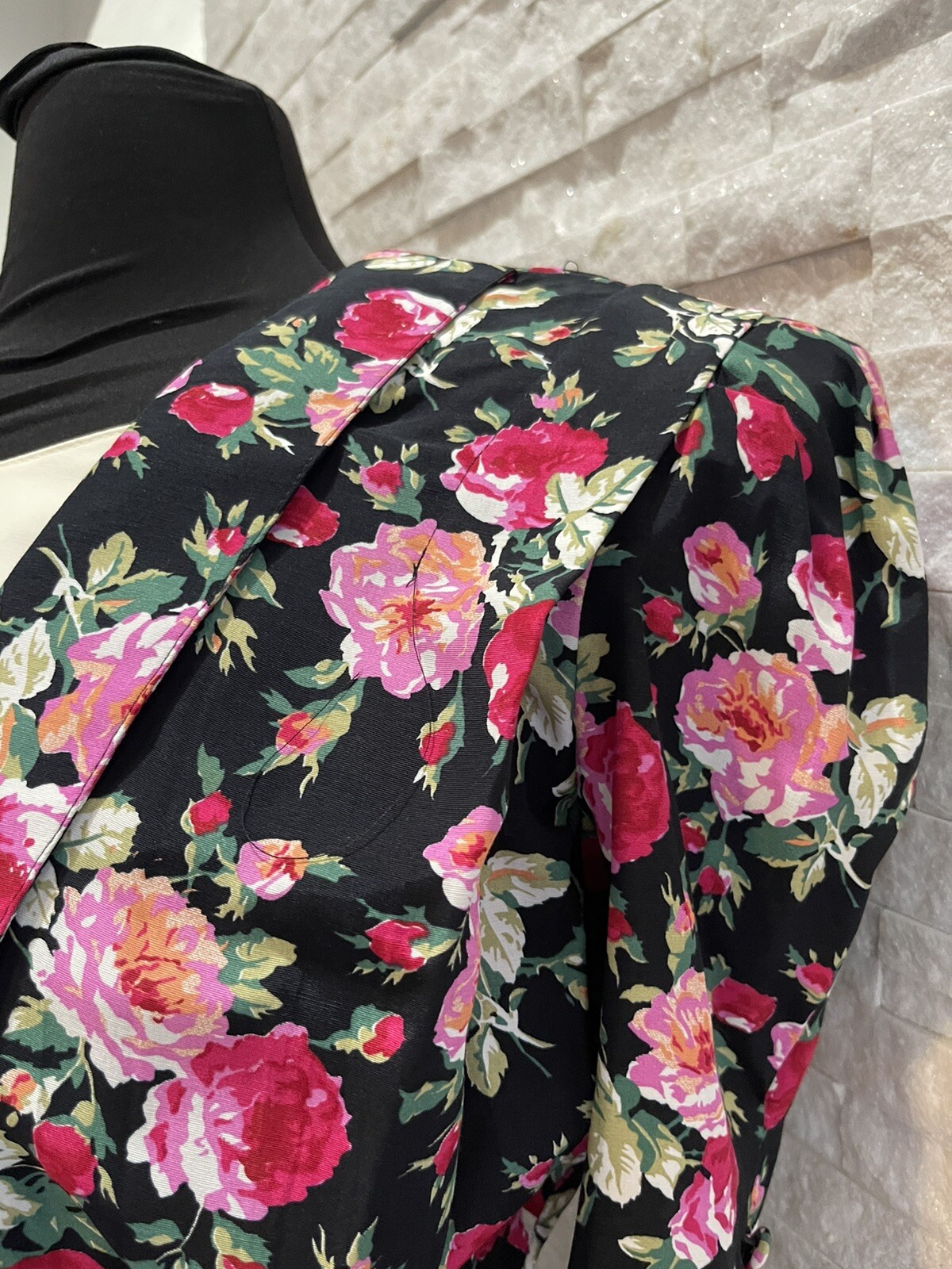 VTG 80s Cottage Core Trad Wife Floral Party Belted Day Dress Modest Size 1