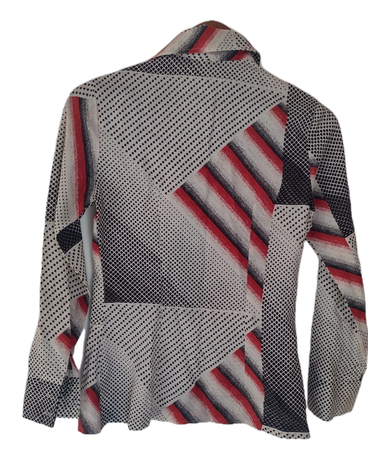 Vintage 70s ILGWU Abstract Print Shirt USA Made Spread Collar Sz S
