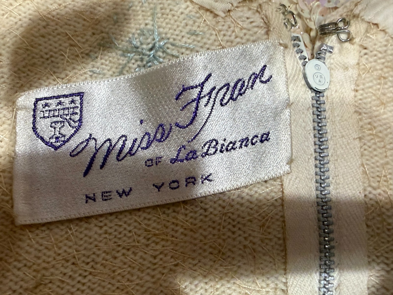 Premium Vintage Fran La Bianca 1950’s Pastel Beaded & Sequined Evening Dress