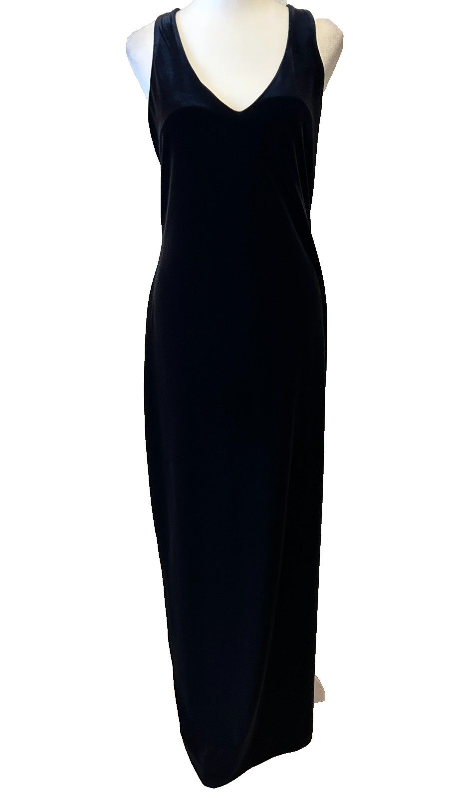 Vintage 90s Y2K Formula X Black Velvet Maxi Dress Size L Gothic Open Back Vamp