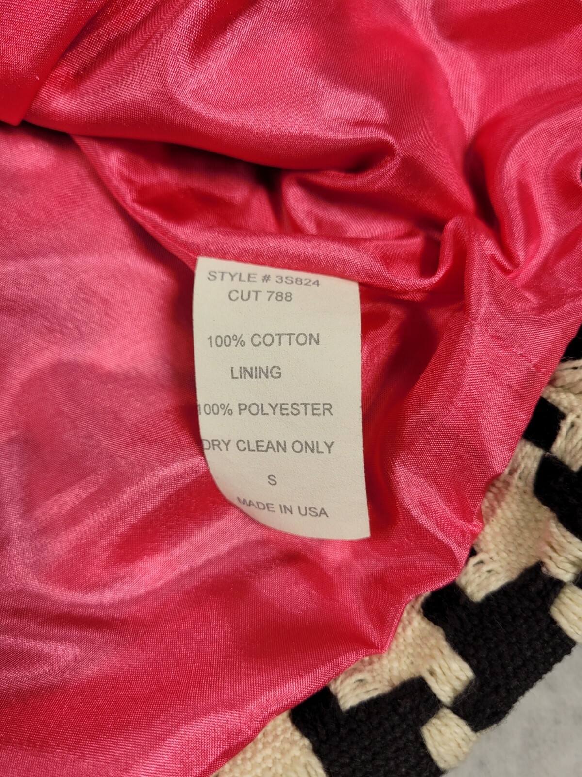 Vintage 3 Sisters Black White Pink Geometric Print Bow NICE RARE