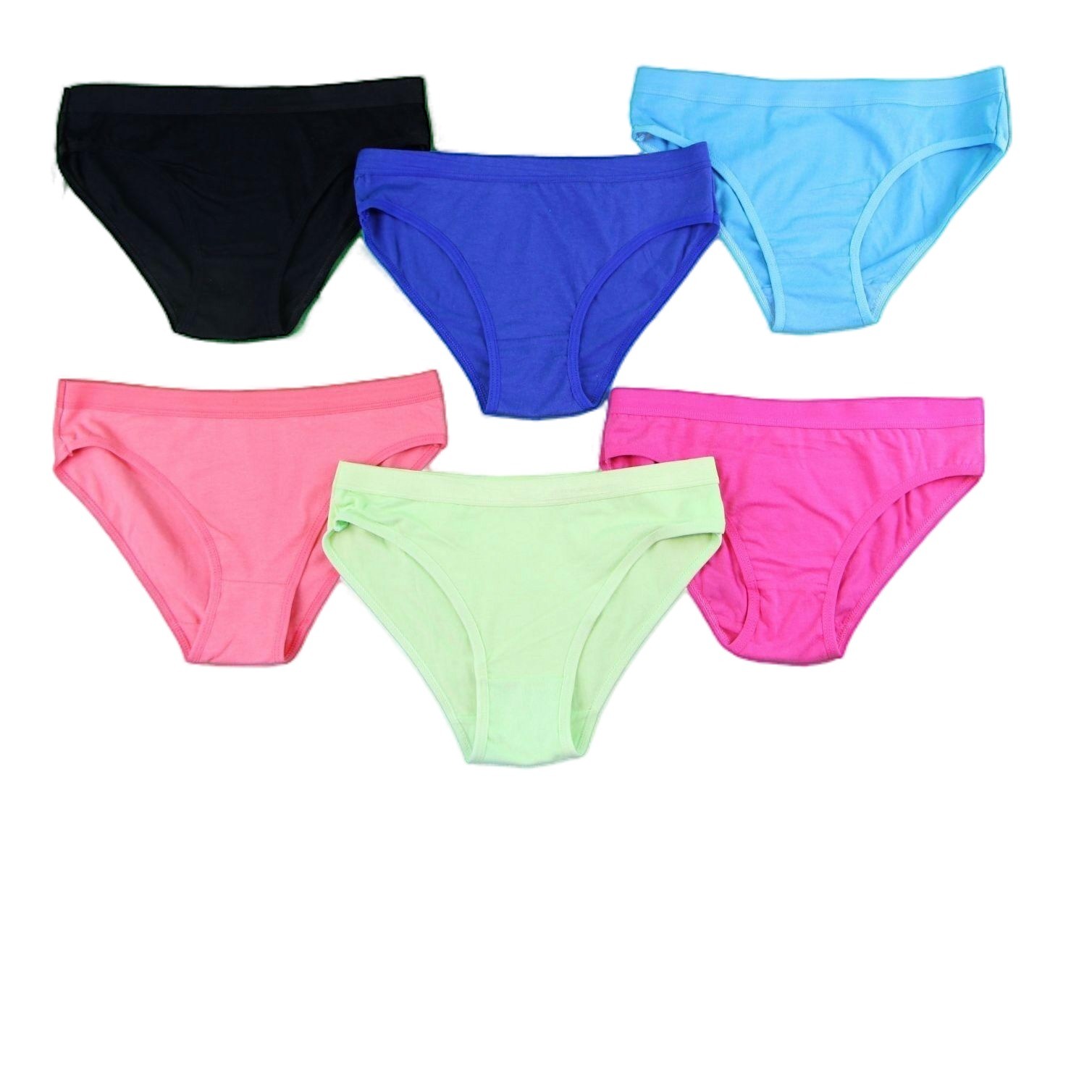 Womens Sexy 6 Pairs Cotton Underwear Panties Undies – Blue Green Pink Black