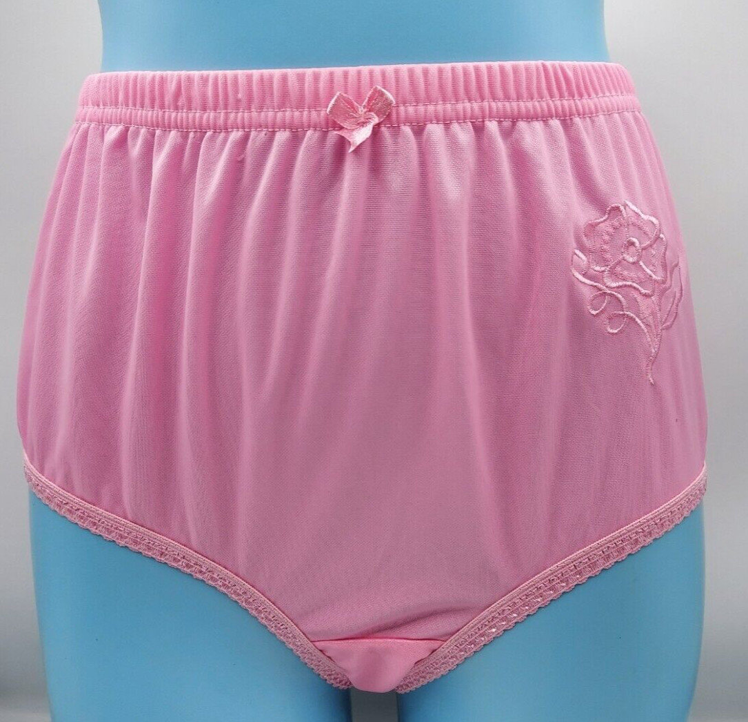 VINTAGE NEW! SEXY CUTE BUBBLEGUM PINK HI WAISTED FLORAL PANTIES SIZE 7/8