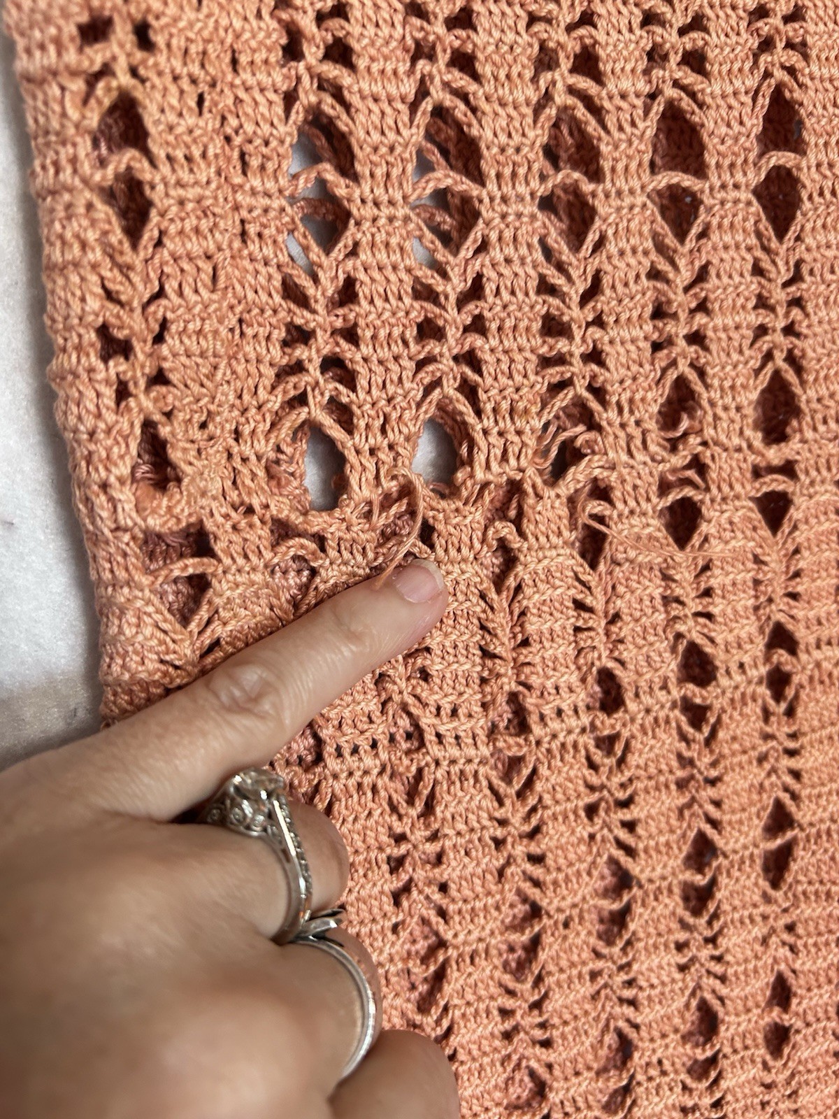 Vintage 1930s 40s Pink Crochet Dress Midi Stretch Art Deco Knit Flapper Sz M