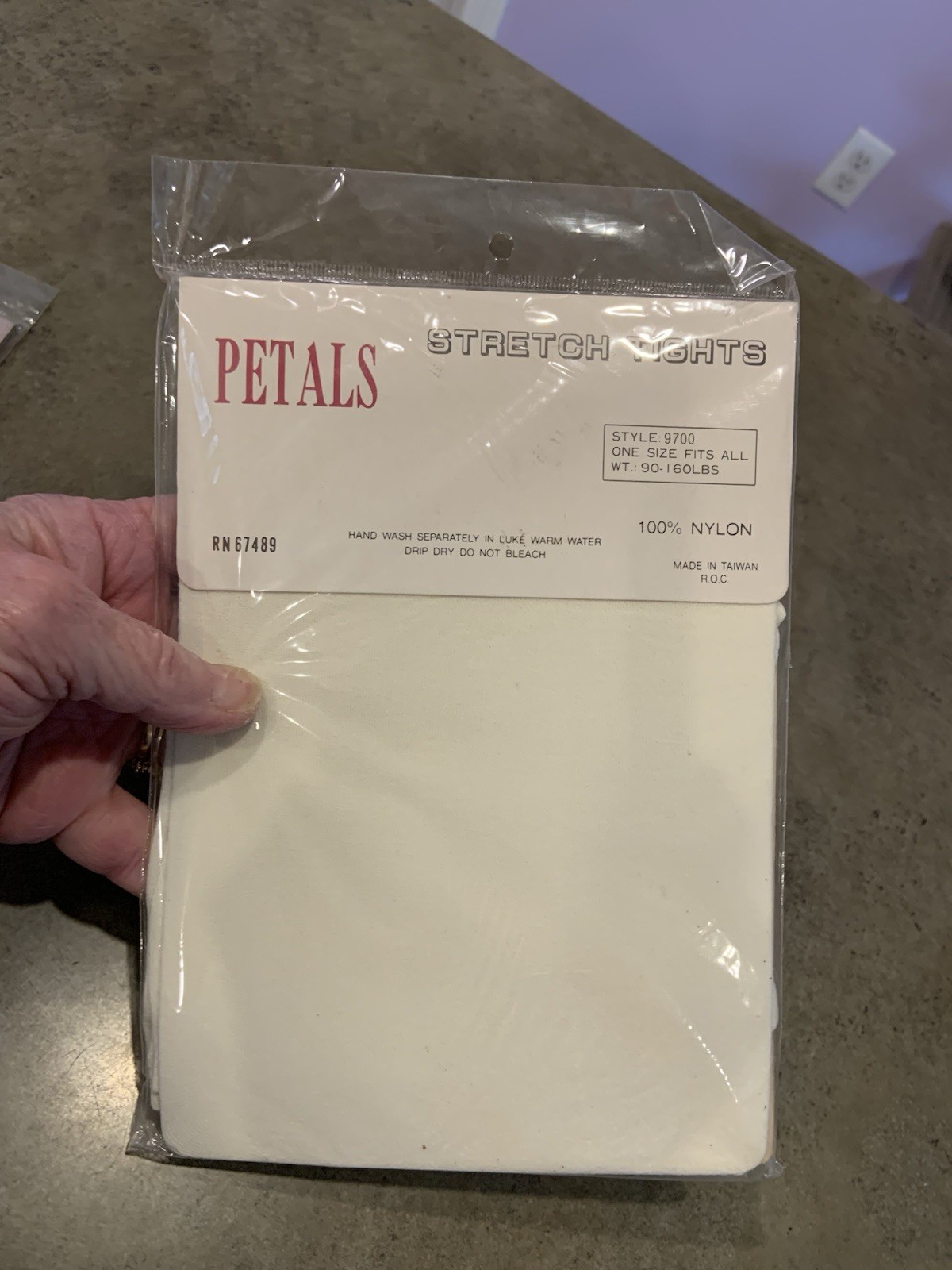 Vtg Petals Stretch Tights Adults One Size 90-160 Pounds White 80’s NEW NOS