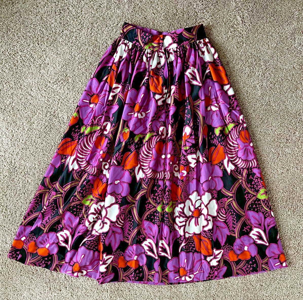 1970’s Francesca for Damon/Sportcouture knit long Floral Print Skirt-24″ Waist