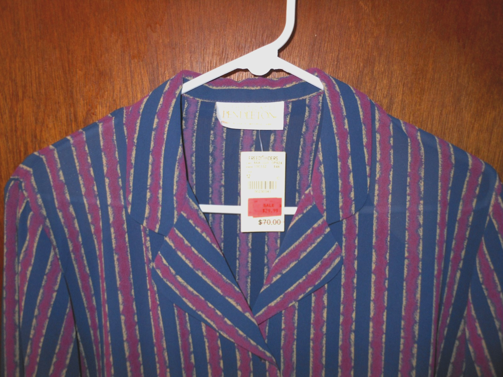 Vintage 90s Pendleton Country Sophisticates Women’s 12 Mauve/Navy Stripe Blouse