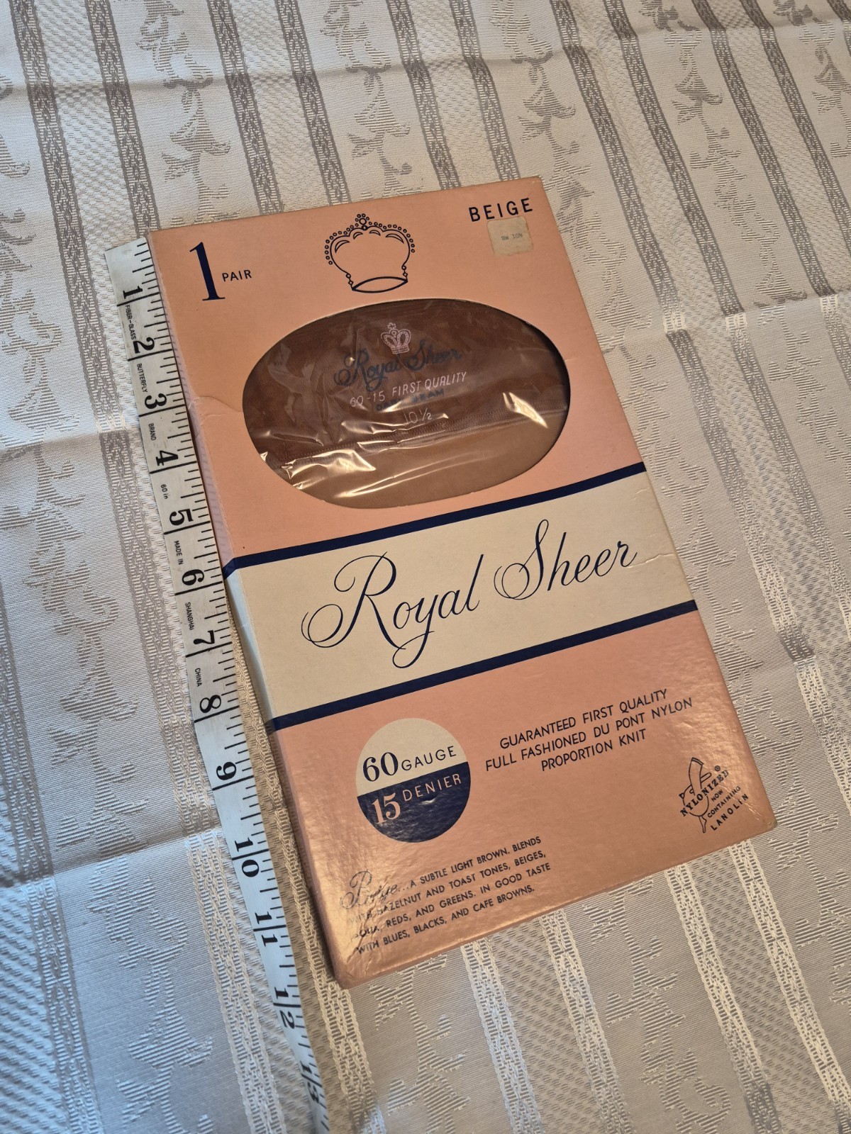 Vintage Pair ROYAL SHEER nylon stockings 60-15 size 10 1/2