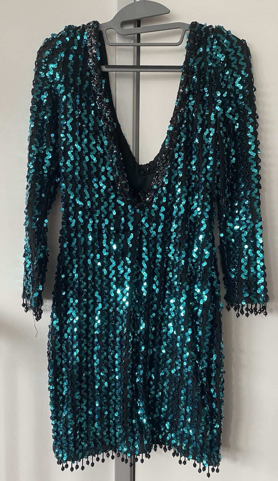 Vintage Climax David Howard Karen Okada 1980s 1990s Sequined Body Con Mini Dress