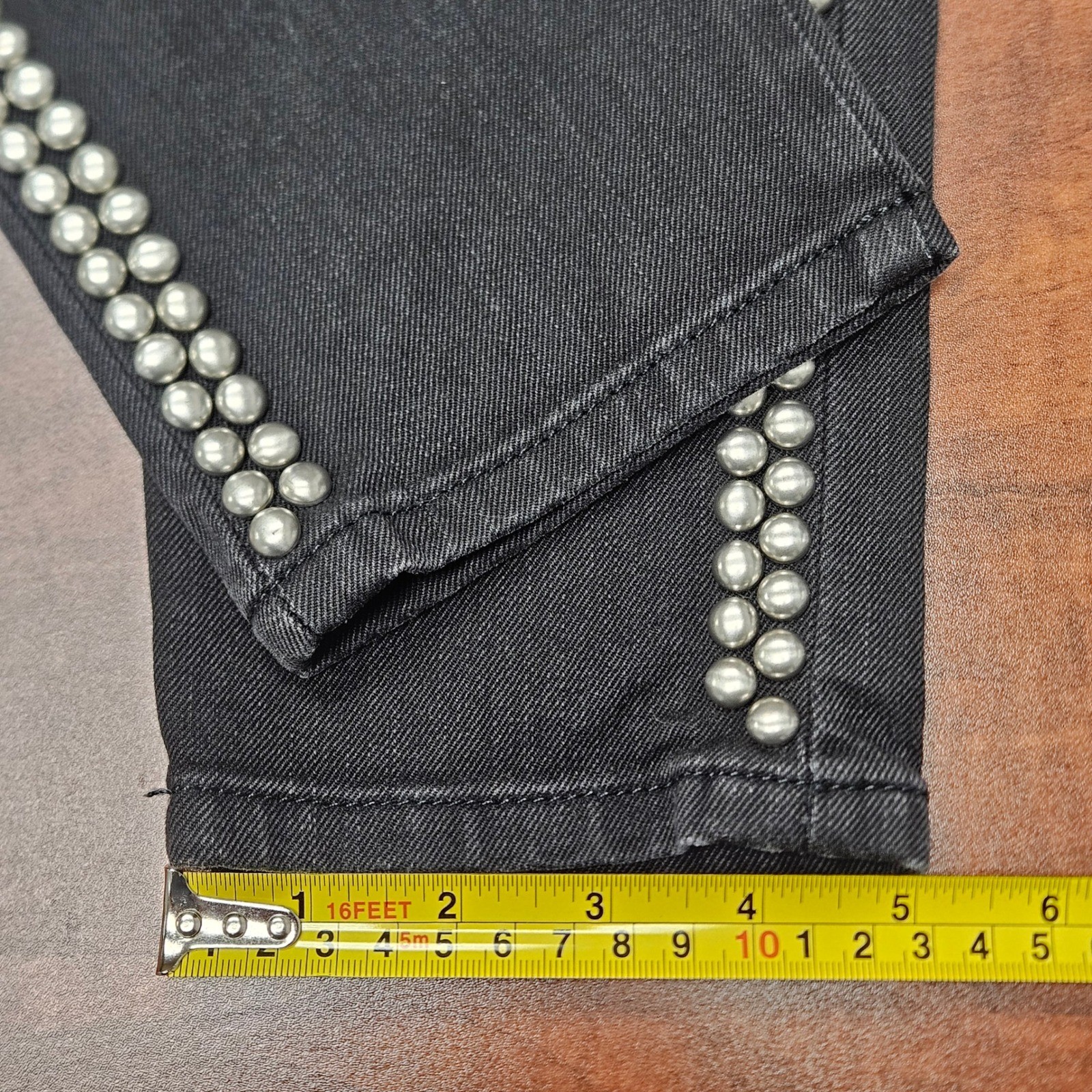 Etienne Marcel Jeans 26 Black Studded Distressed Skinny Moto Rock Glam Y2K