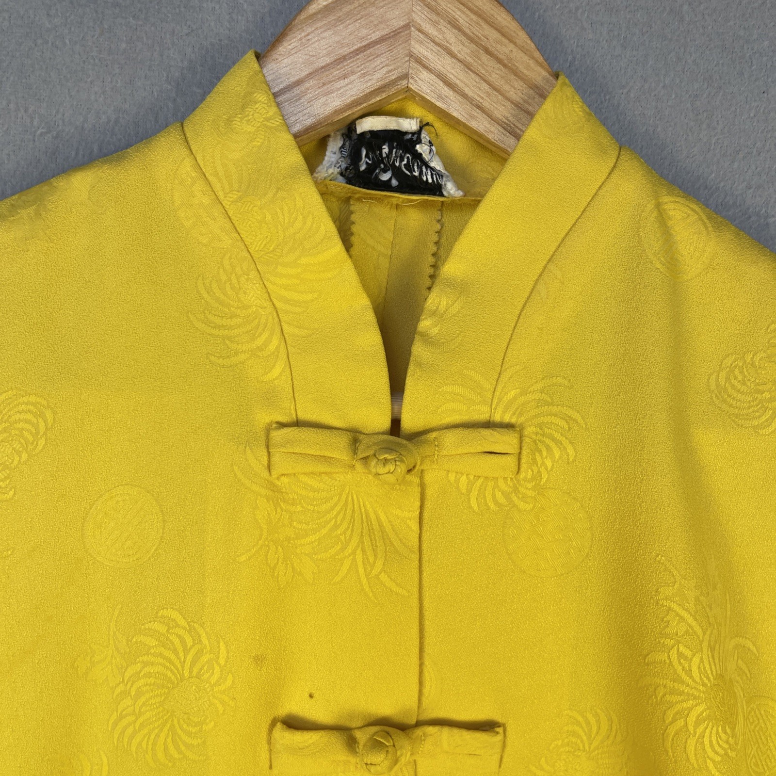 VTG McInerny Hawaii Lounge Set Womens 8 Yellow Mandrain Jacquard Pant Suit 70s