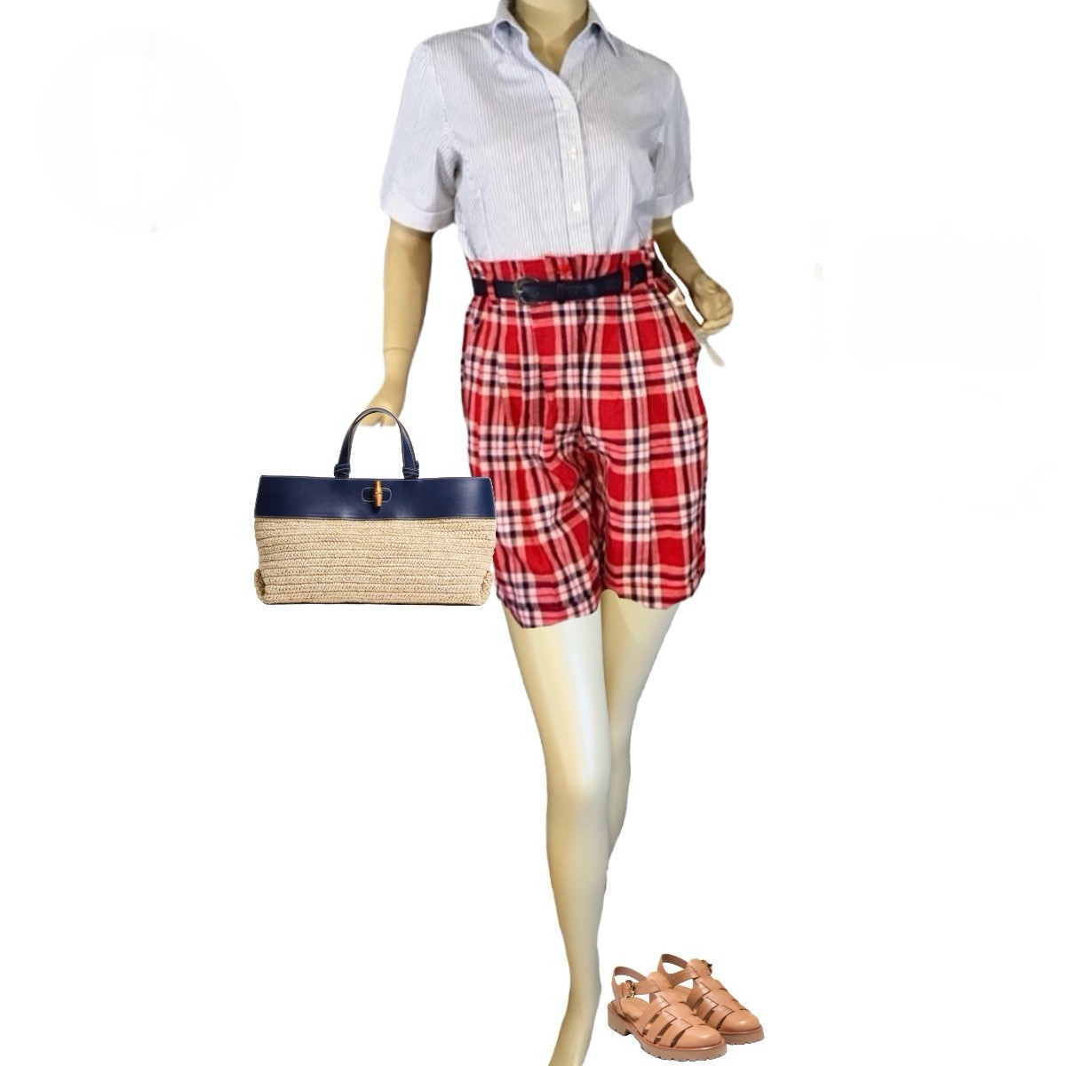 VINTAGE 1990’s DEADSTOCK JJ FARGO RED PLAID PLEATED SHORTS & BELT SIZE 11/12 NWT