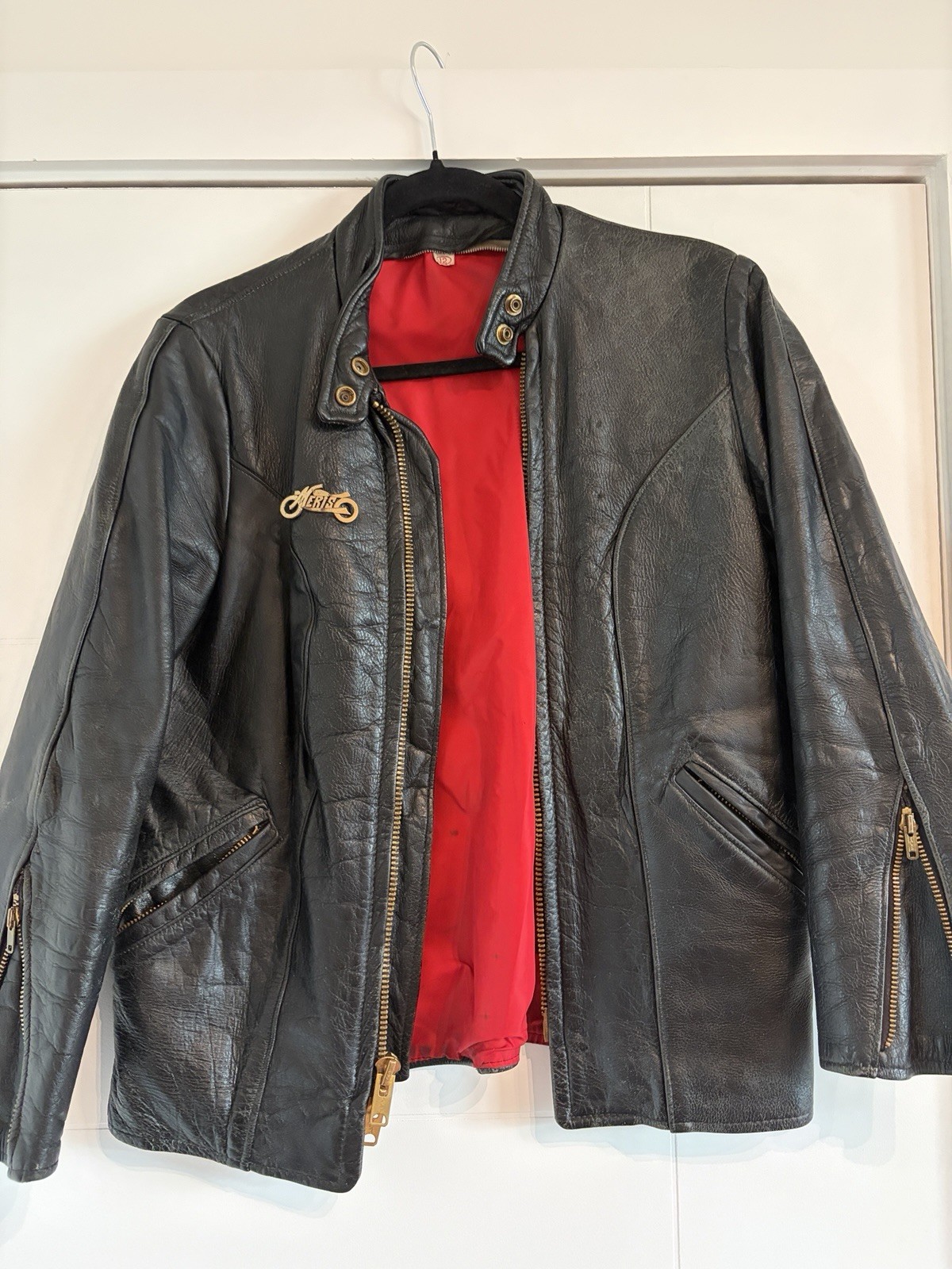 Incredible Vintage Women’s Leather Jacket Brass Hardware 38 Inch Chest
