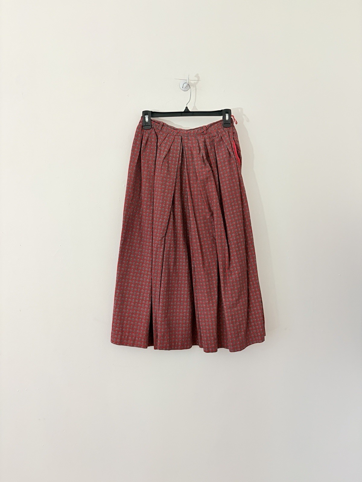 Rare 1950s Lord & Taylor Paisley Cotton Skirt Set Pleated A Line Tailored XS S