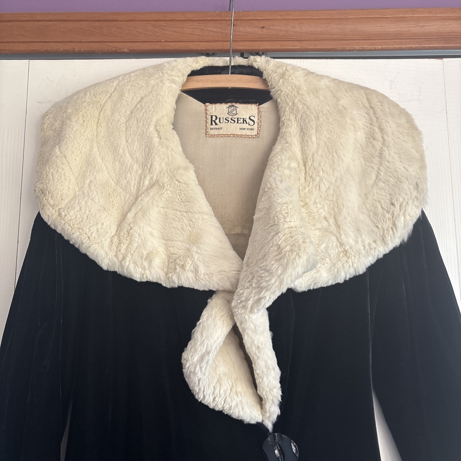 Russeks Antique Velvet Coat/ermine Collar. 1920-1930’s Opera Coat. FREE SHIP