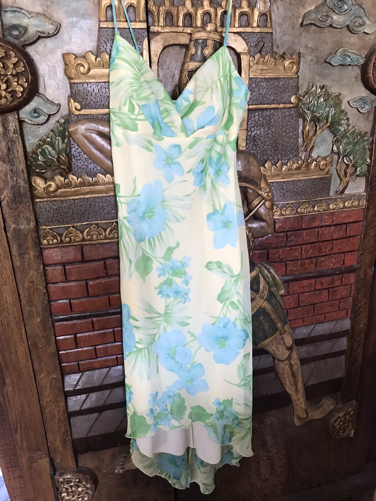 vtg Y2K tropical breezy summer dress hi lo hemline vivid cheerful colors