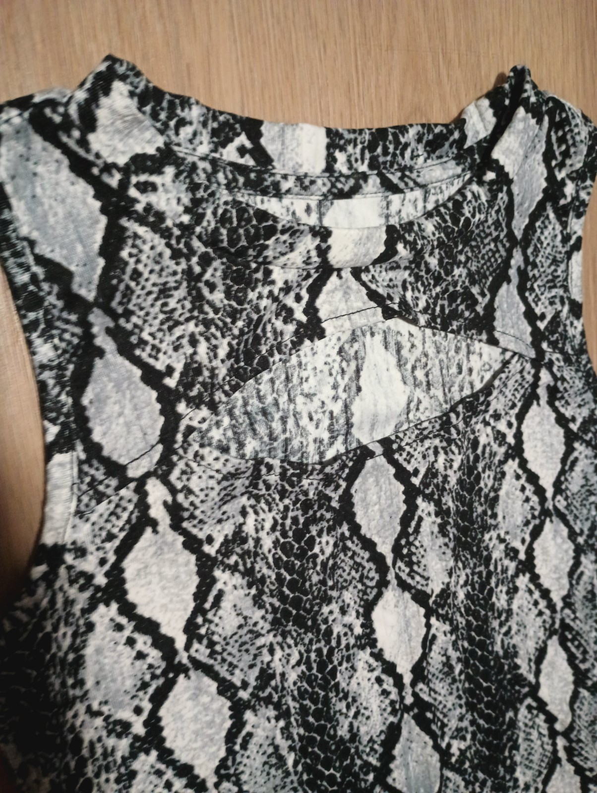 Vtg 90s Stretch Python Snake Animal Print Cutout Open Front Tank Top XS