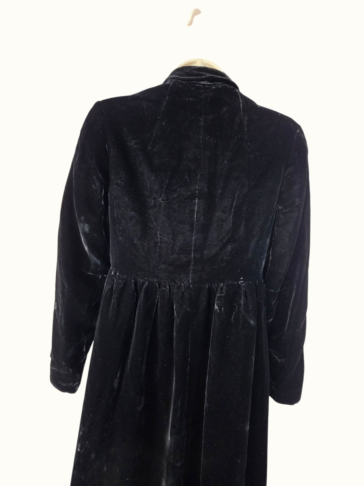Vintage Marsis California Black Velvet Maxi Opera Coat XS/S Glass Btn Gothic 70s