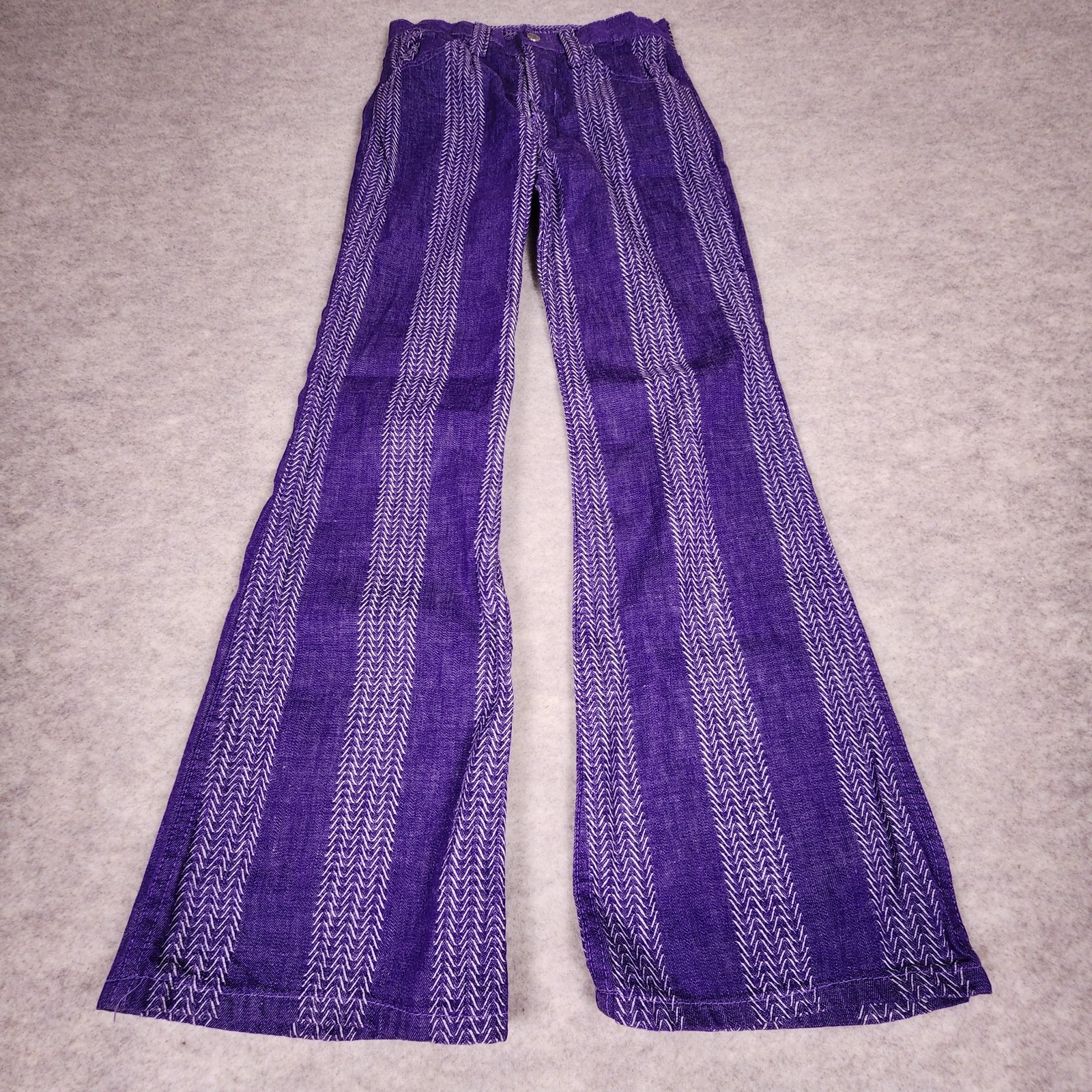 Vtg 70s Hillbilly Hippy Flare Bell Bottom Pants L Striped Size 24 Long