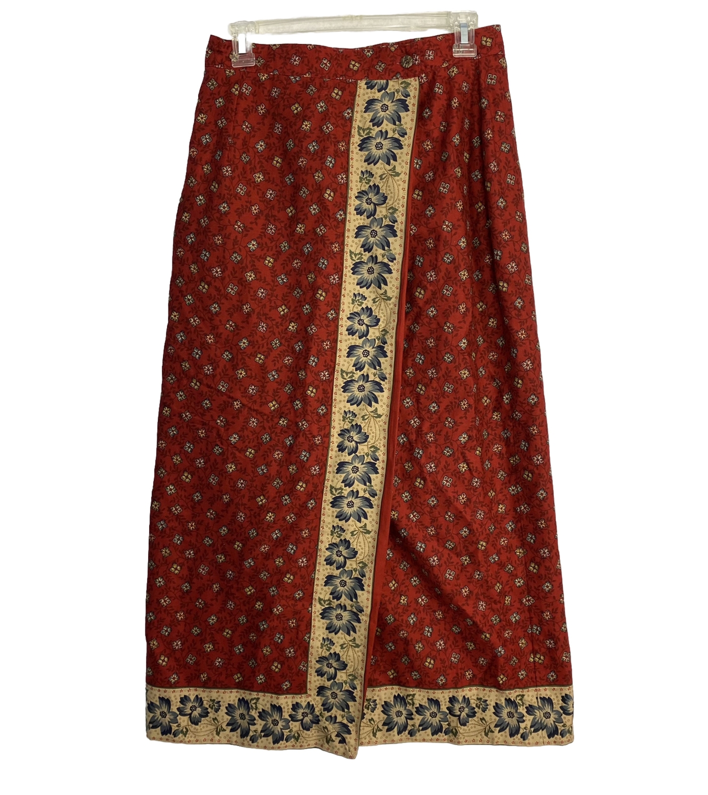 VTG Cottagecore Floral Wrap Skirt Maxi Straight Size 12 Eagles Eye 90s 28