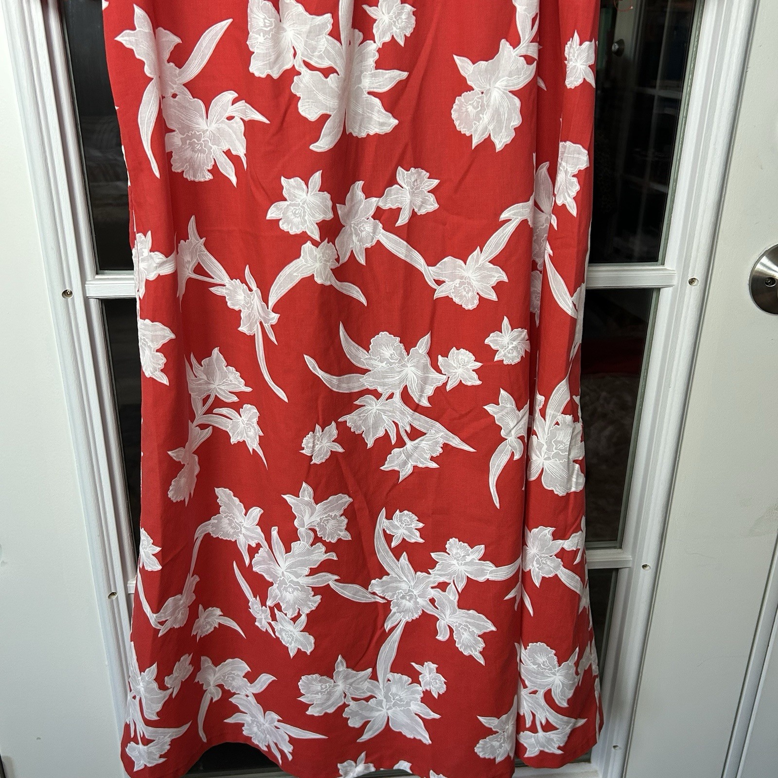 Vintage Helena’s Hawaiian Muumuu Dress Coral And White Floral Medium Large