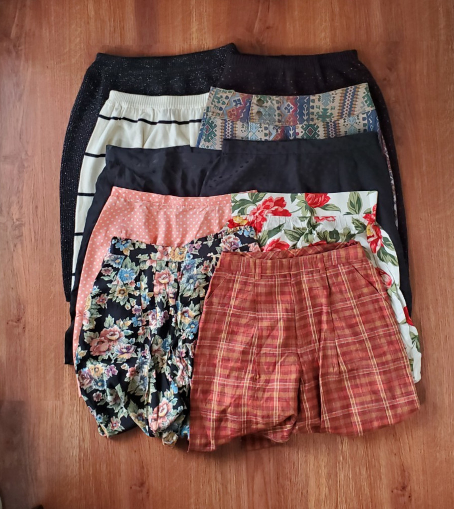 LOT of 10 Vintage Colorful Mixed Fabrics Floral Striped Skirts Shorts Women S M
