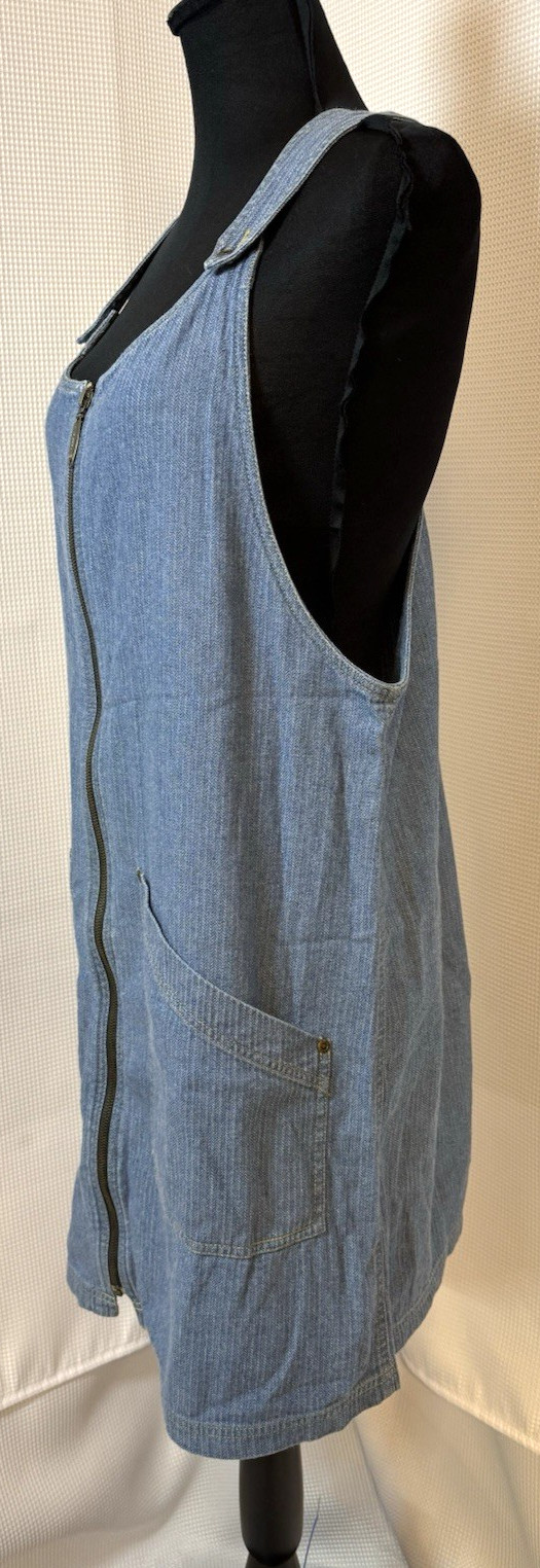 VTG LizWear Dress Denim Jean Jumper LARGE 100% Cotton Pockets Full Zipper W19