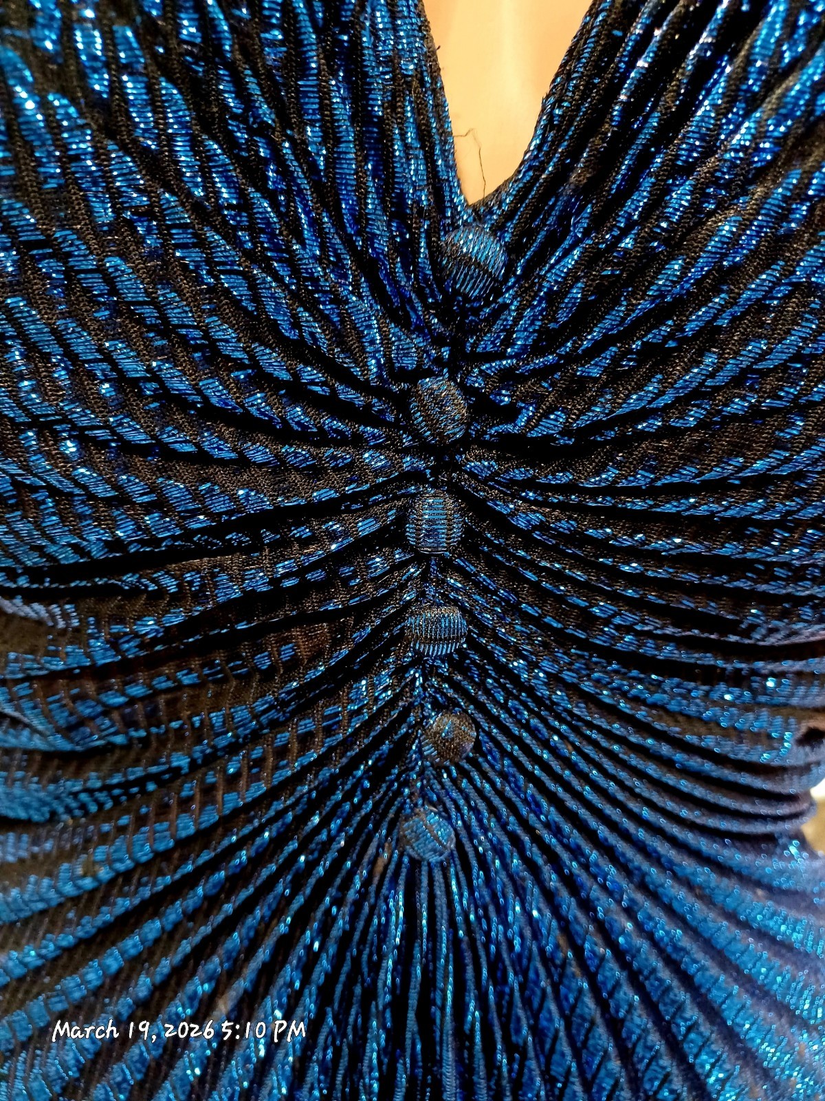 electric blue metallic vintage cocktail dress