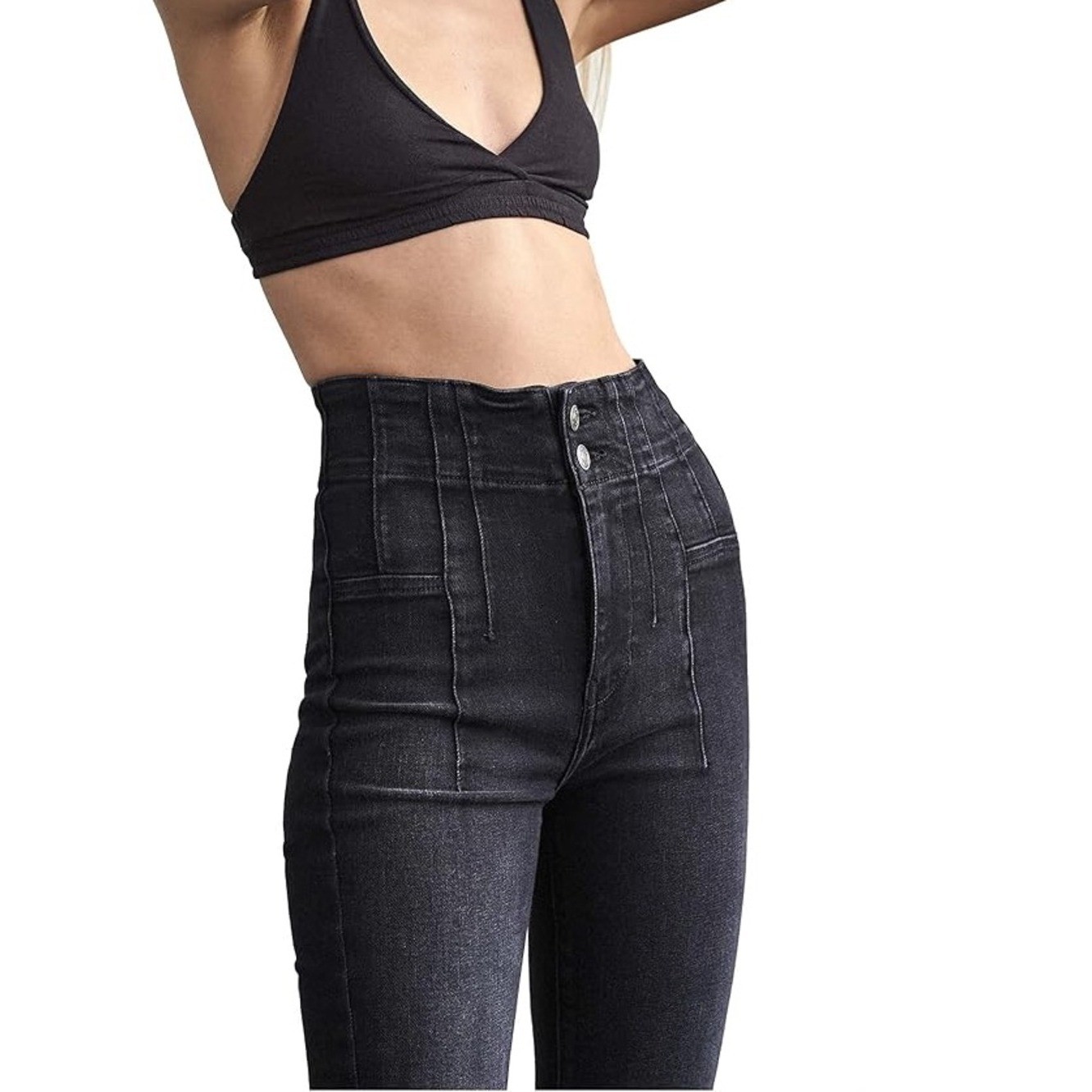 Free People Jayde onyx flare jeans retro festival stretch girlhood grunge