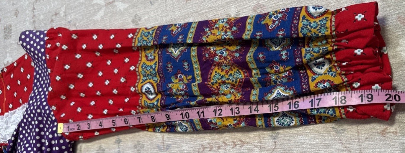 Vintage 60’s-70’s Shelly’s Tall Girl Boho Prairie Hippy Dress Corset Festival M