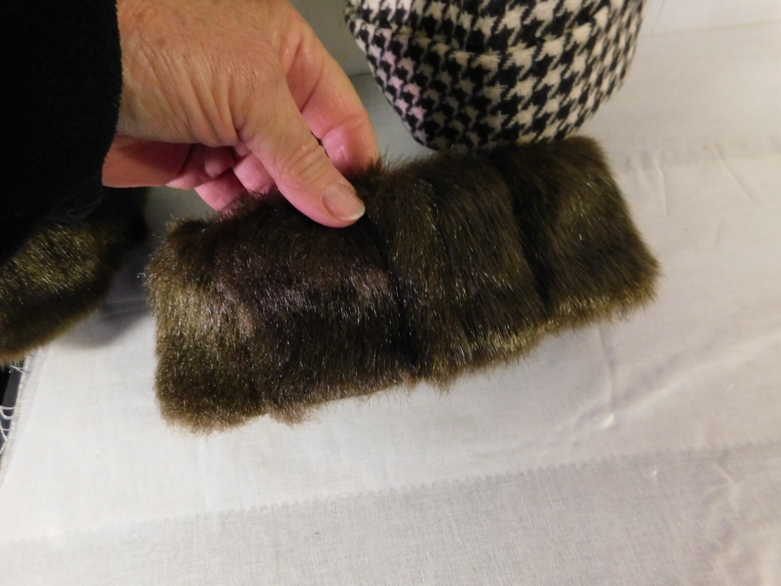 Metro Style Houndstooth Wool Lined Mod Pants with Removable Fur Cuffs sz 10