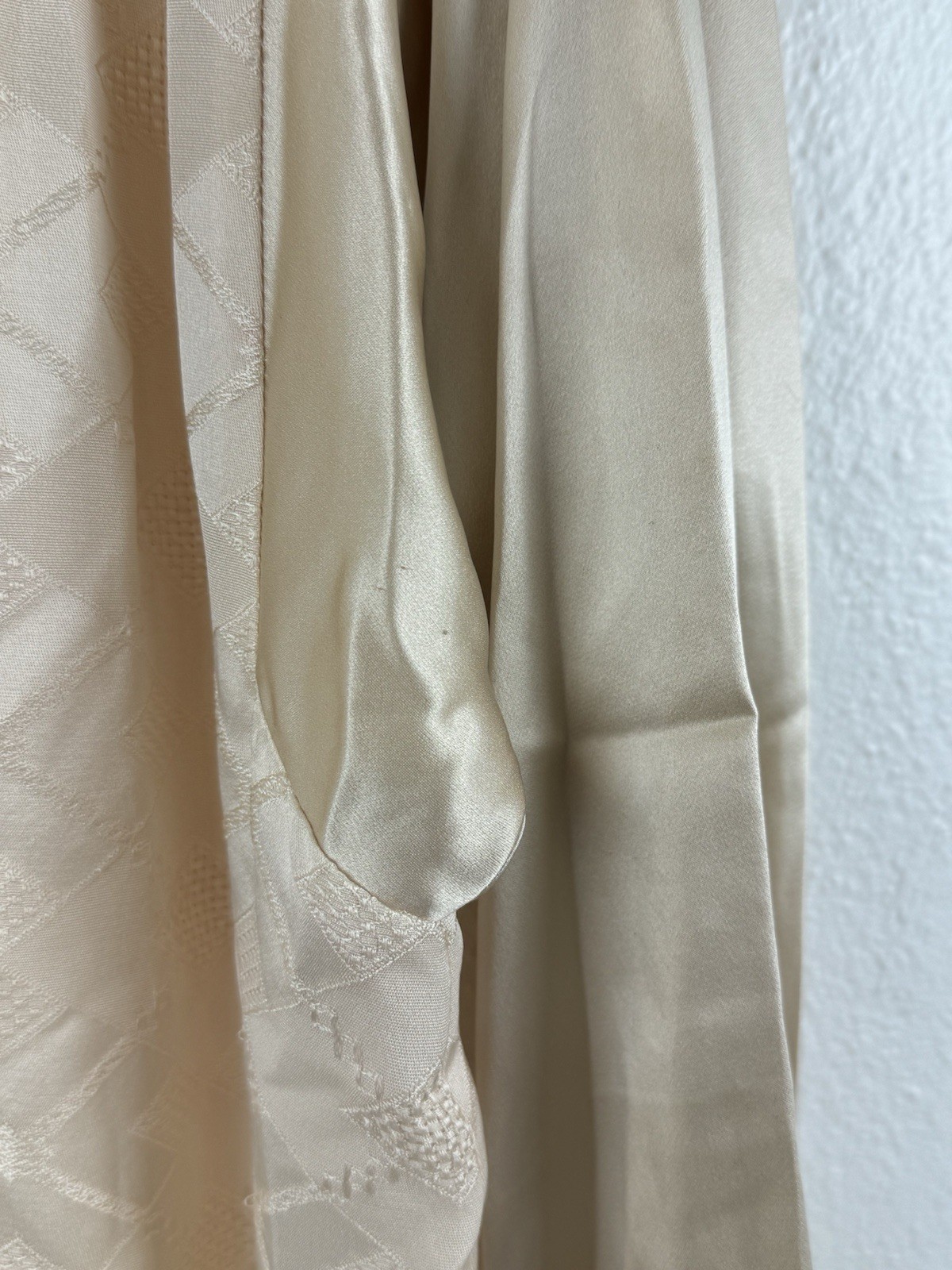 Vintage Jacqueline De Bray Peach Shift Dress Long Sleeve Size 6 Satin