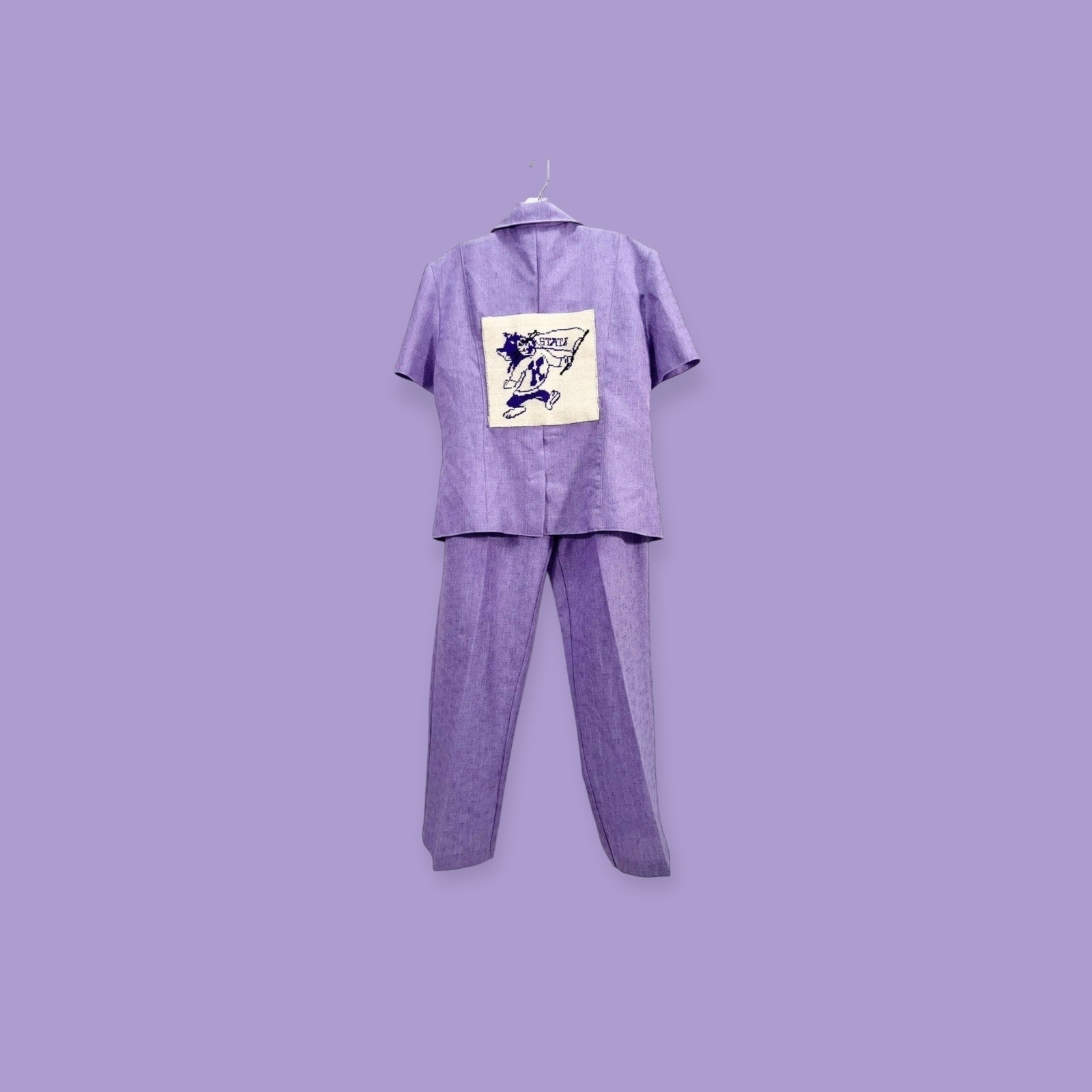 VINTAGE K-STATE TAPESTRY PATCH SUIT BLOUSE SLACKS WILDCATS SPORTS UNIFORM 14