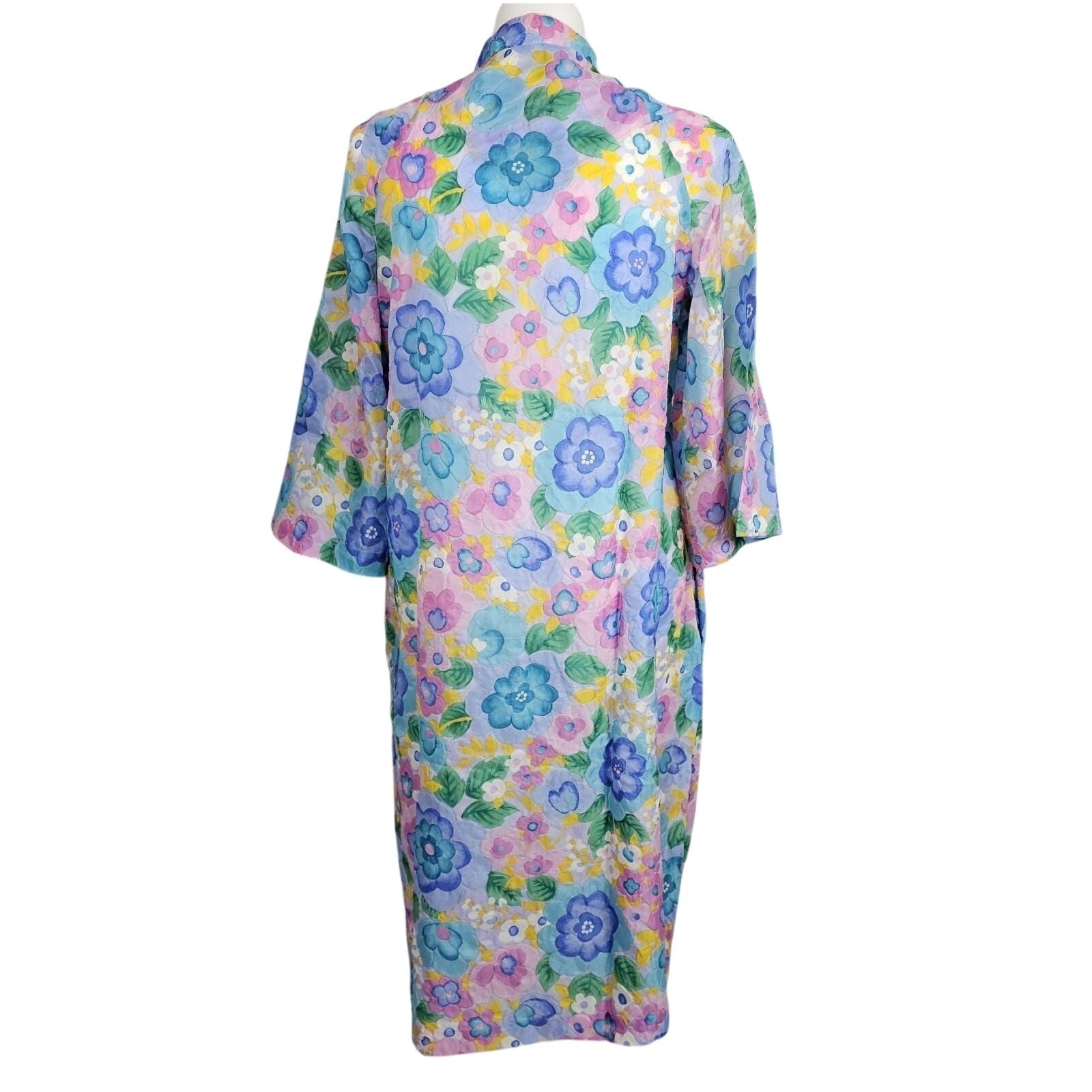 Vintage 60s Kassatly Palm Beach OS Pastel Mod Floral Nylon House Coat Robe