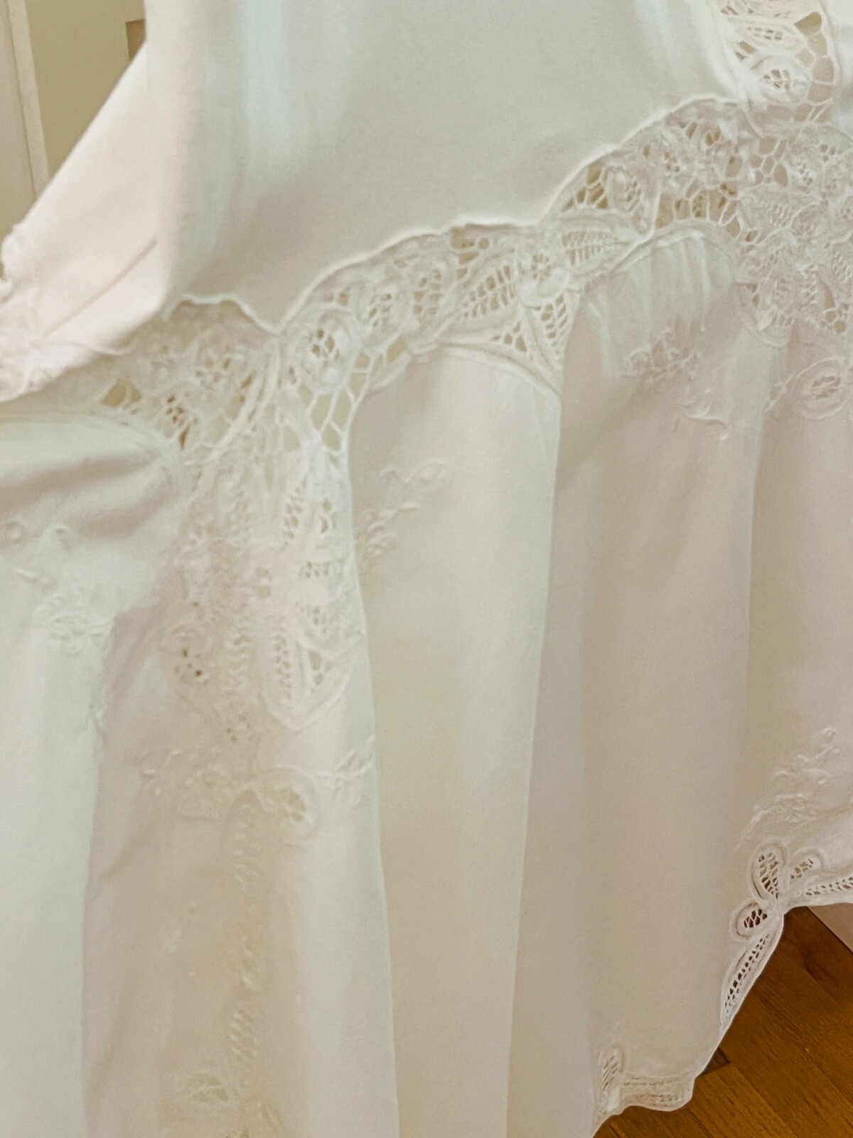 VTG 70s/80 G.Y.M. California 100% Cotton/Linen Imported Lace Ivory Maxi Dress