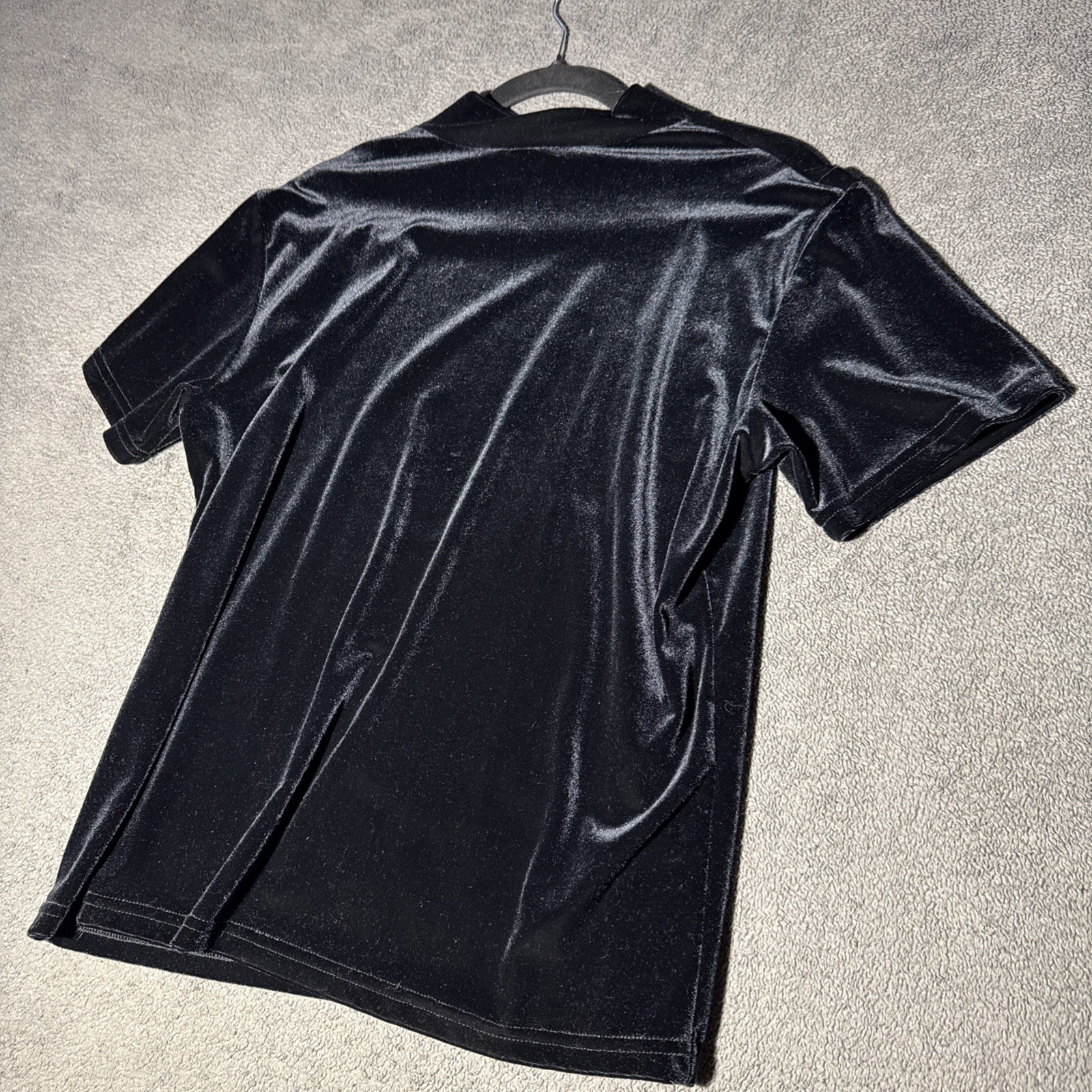 Vintage Impressions Mock Turtleneck L Black Velvet Short Sleeve Grunge 90s NWT