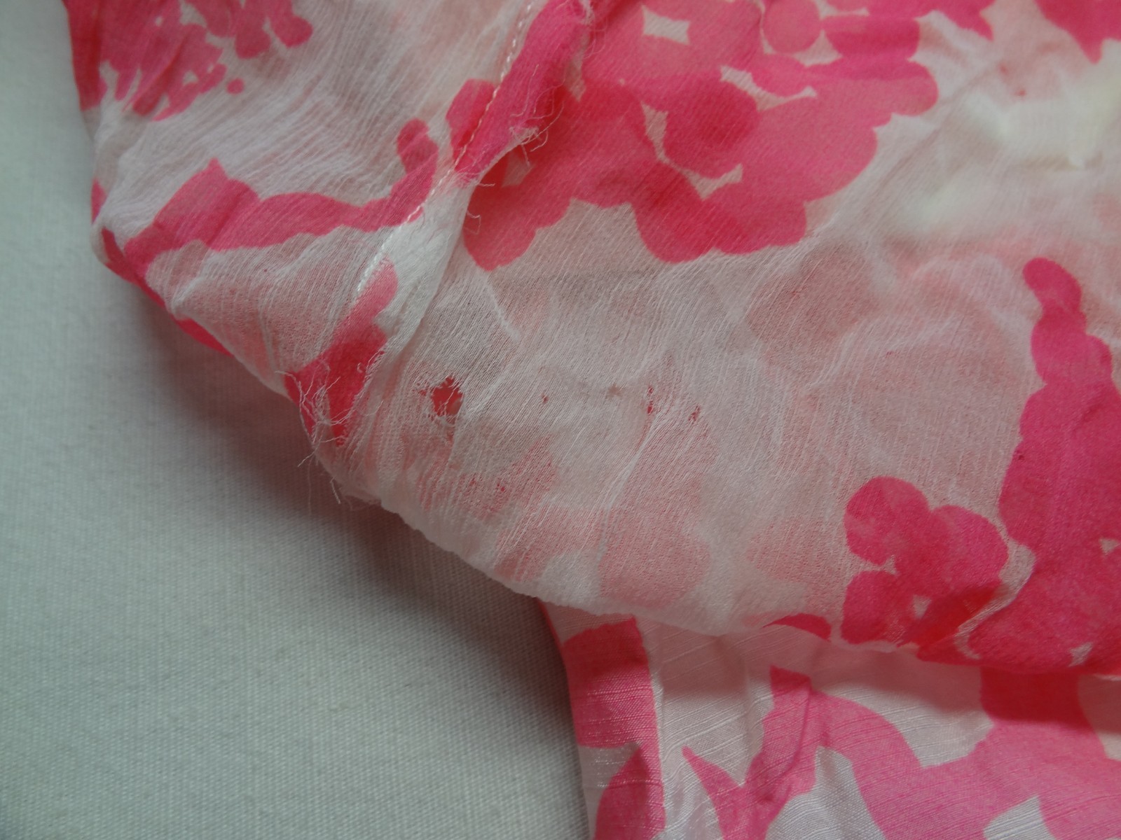 VTG XS Floral Dress Pink White Talon Zipper ILGWU Union Made in USA Long Maxi