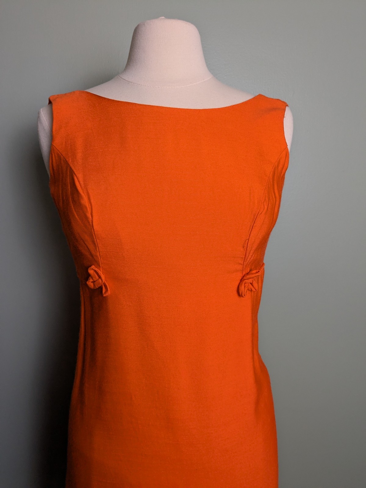 Vibrant Orange Vintage Peter Pan Collar 3/4 Spring Jacket And Wiggle Dress Set