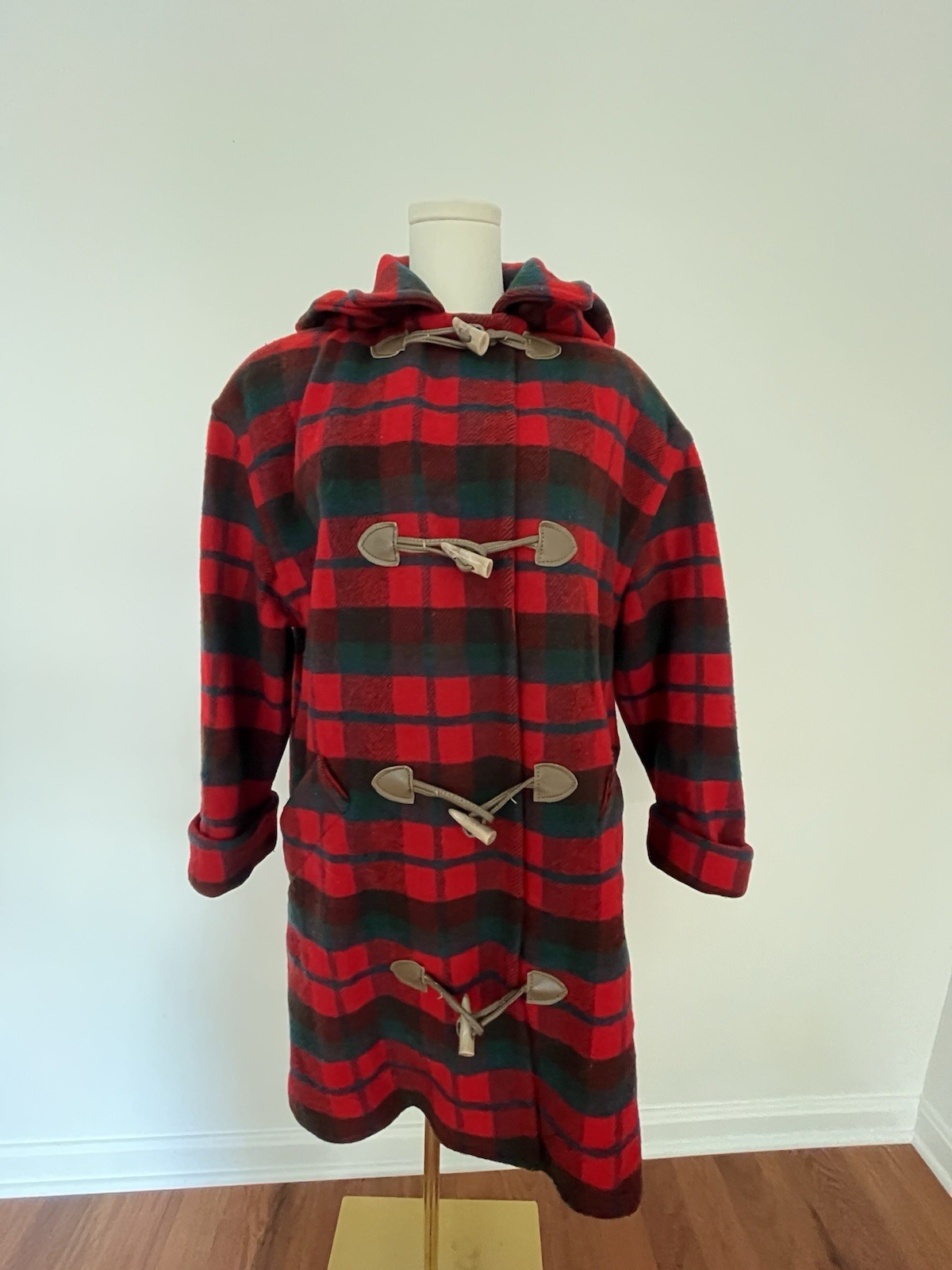Vintage Talbots Wool Coat Size 10 Plaid Hooded Made in USA Union Made FAST SHIP