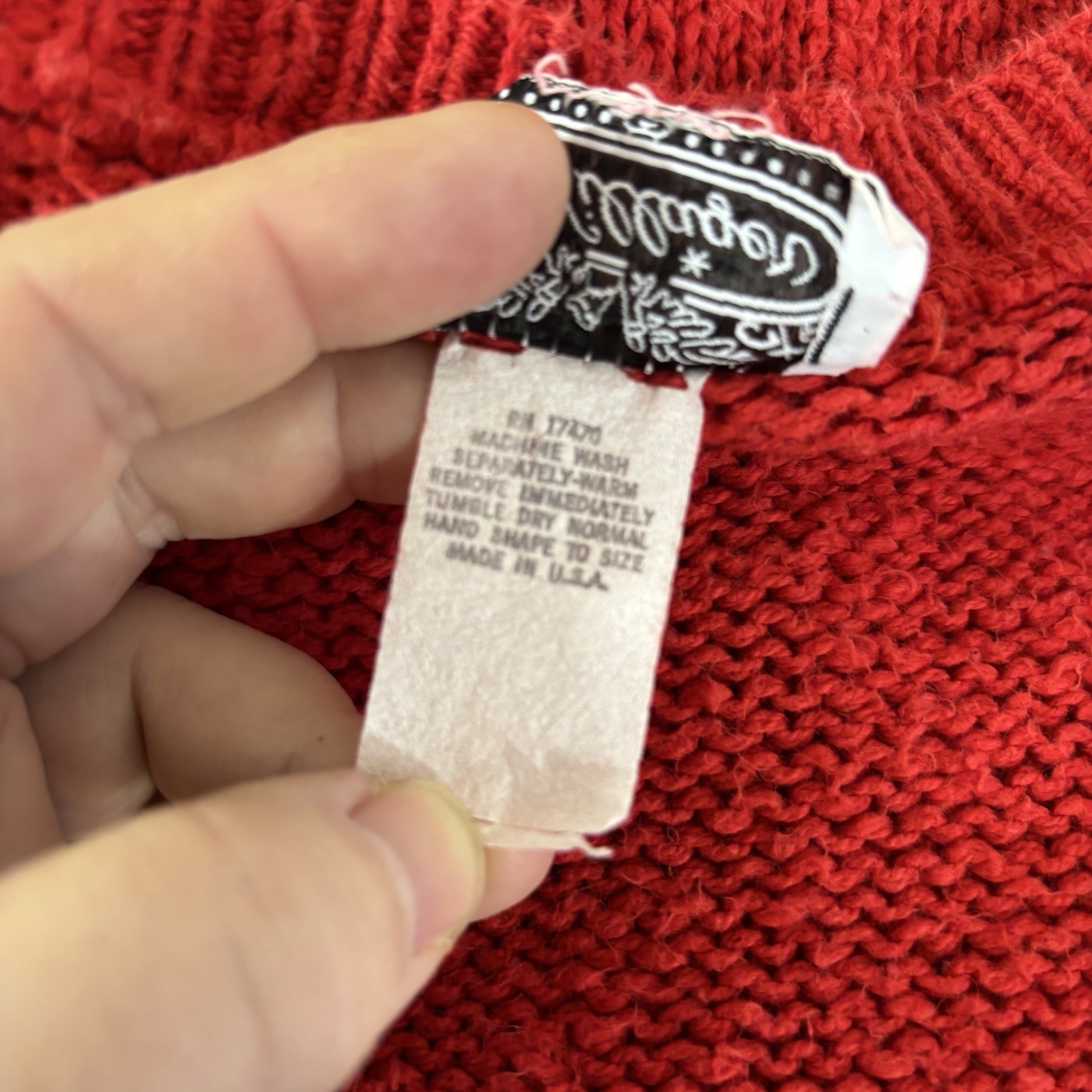 Vintage Villager Red Vest Medium Cardigan USA 80s Y2K Wood Buttons