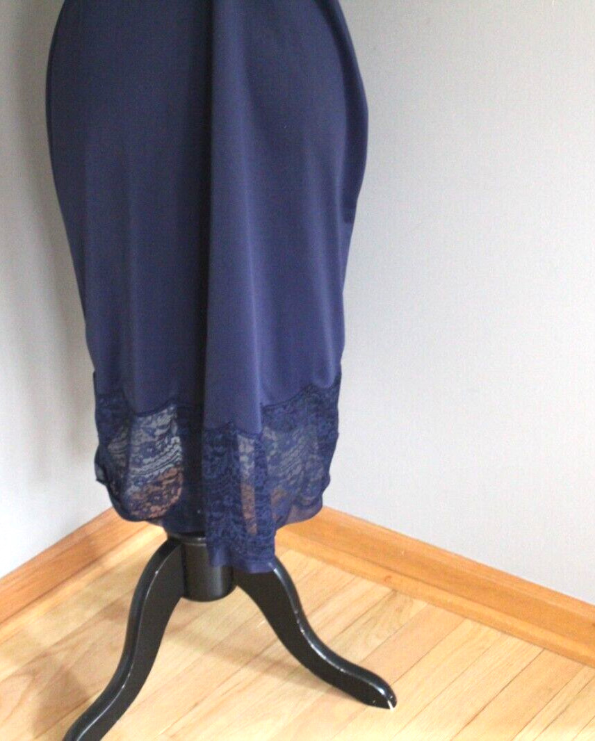 Vintage Van Raalte Satin Nylon Suavette Navy Blue Size 40A