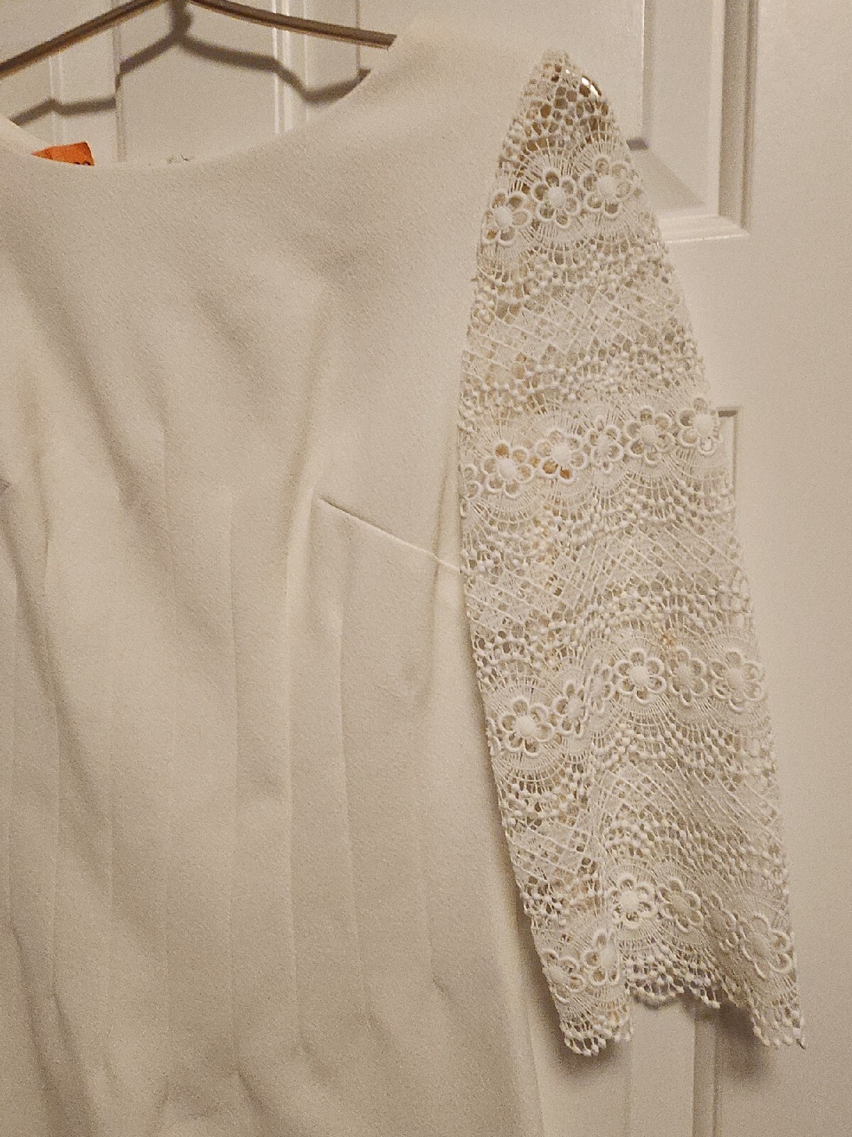 Vintage 1970’s Crown Collection by Carole King Dress ~ White with Lace Sleeves