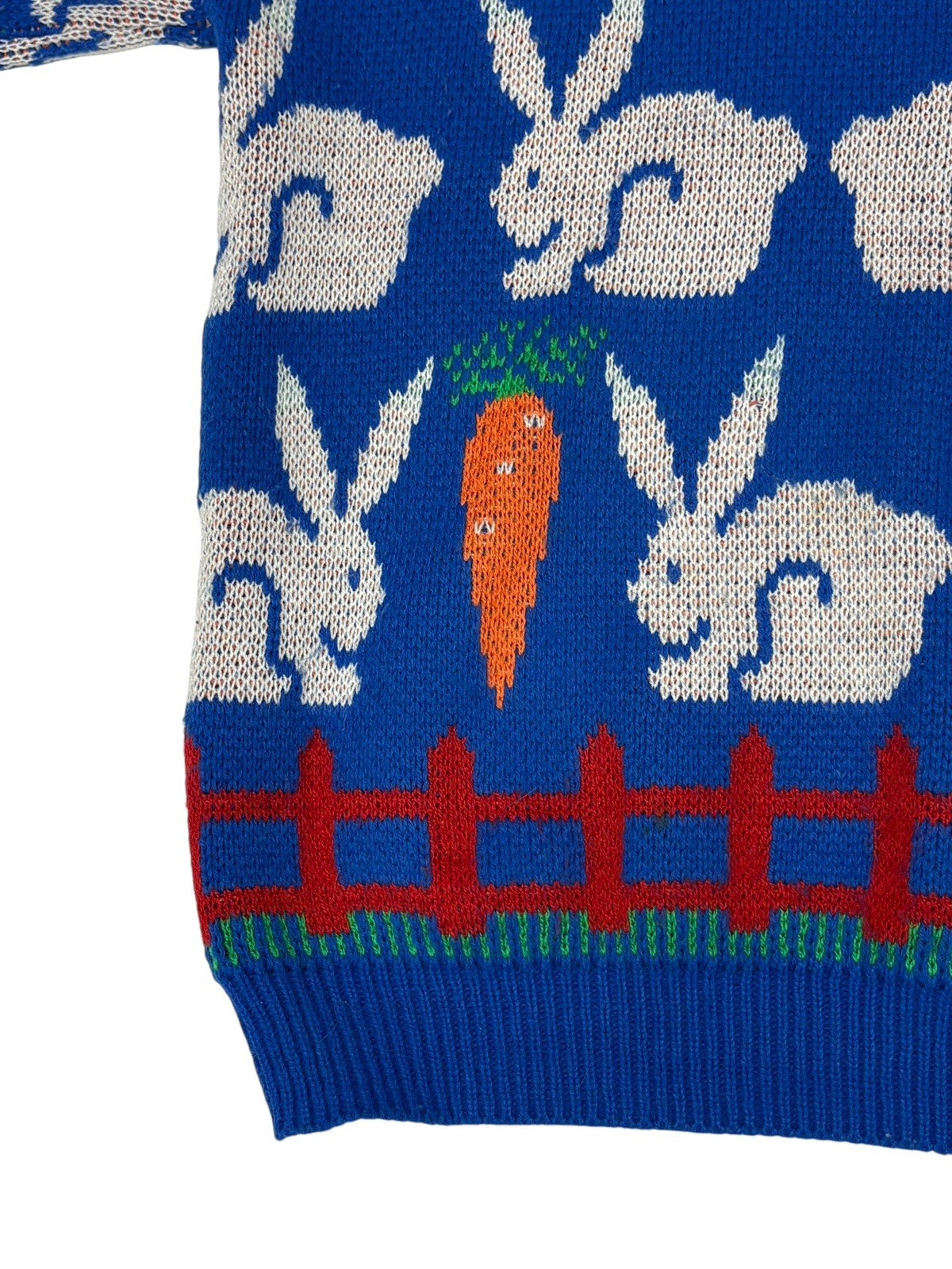 Jane Adams Bunny Carrot Knit Sweater Size M or L Acrylic Pullover Easter READ