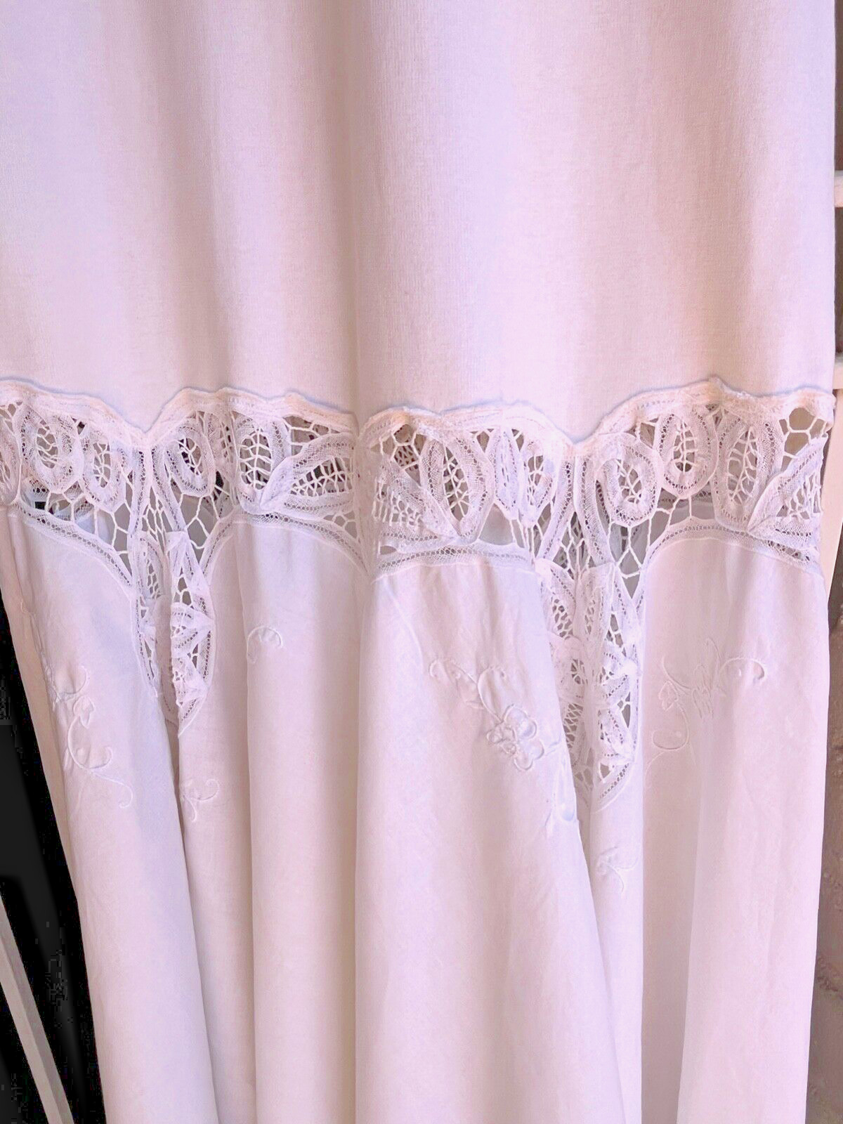 VTG 70s/80 G.Y.M. California 100% Cotton/Linen Imported Lace Ivory Maxi Dress