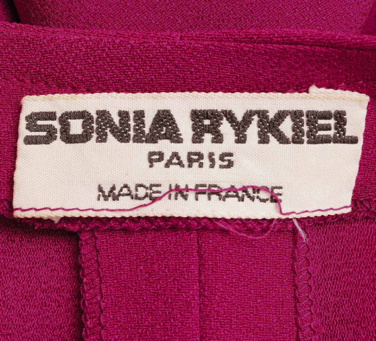 Vintage 1980s Sonia Rykiel Magenta Crepe Dress w Wraparound Top Size M