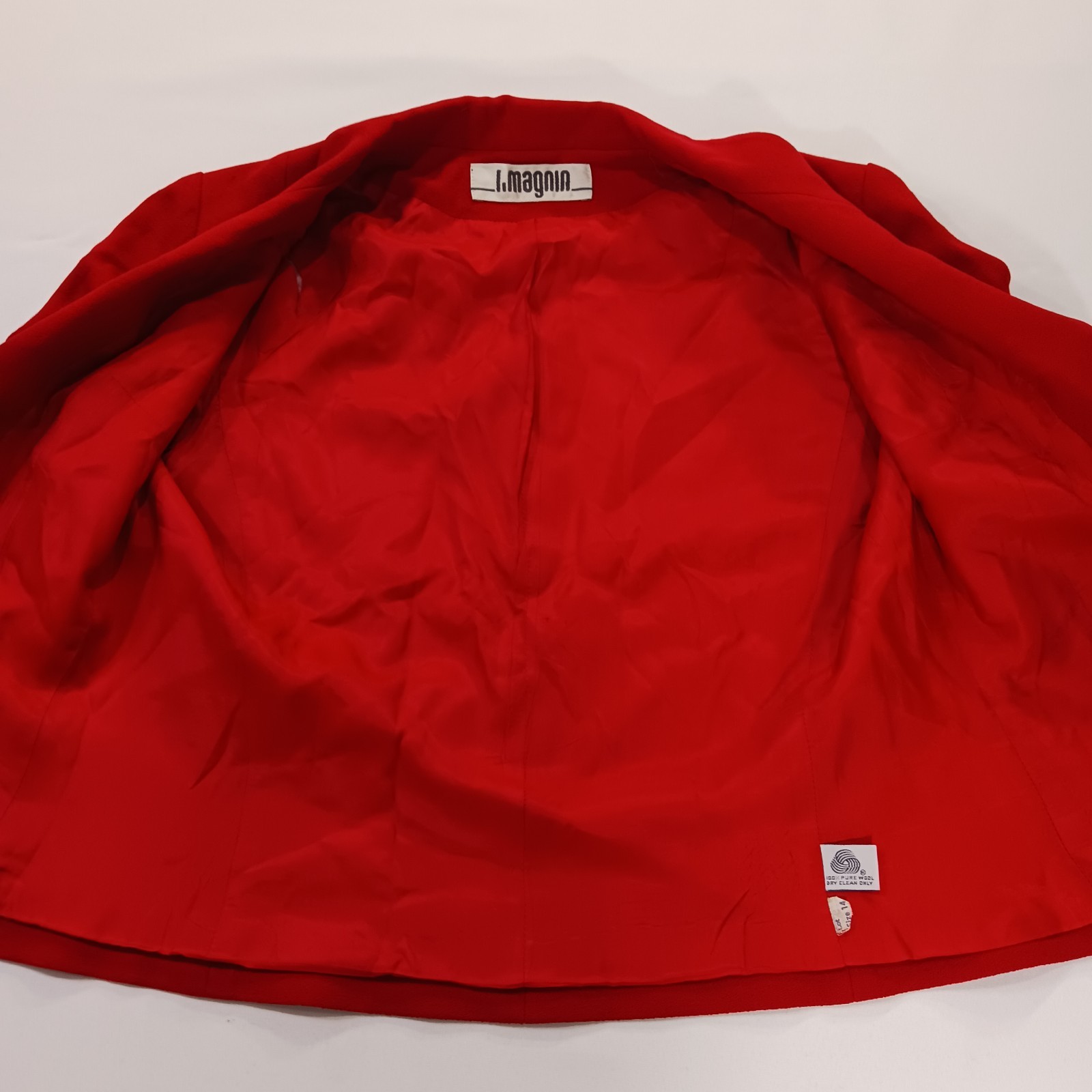 Vintage I. Magnin David Hayes Women’s Red 100% Pure Wool Blazer Jacket Size 14