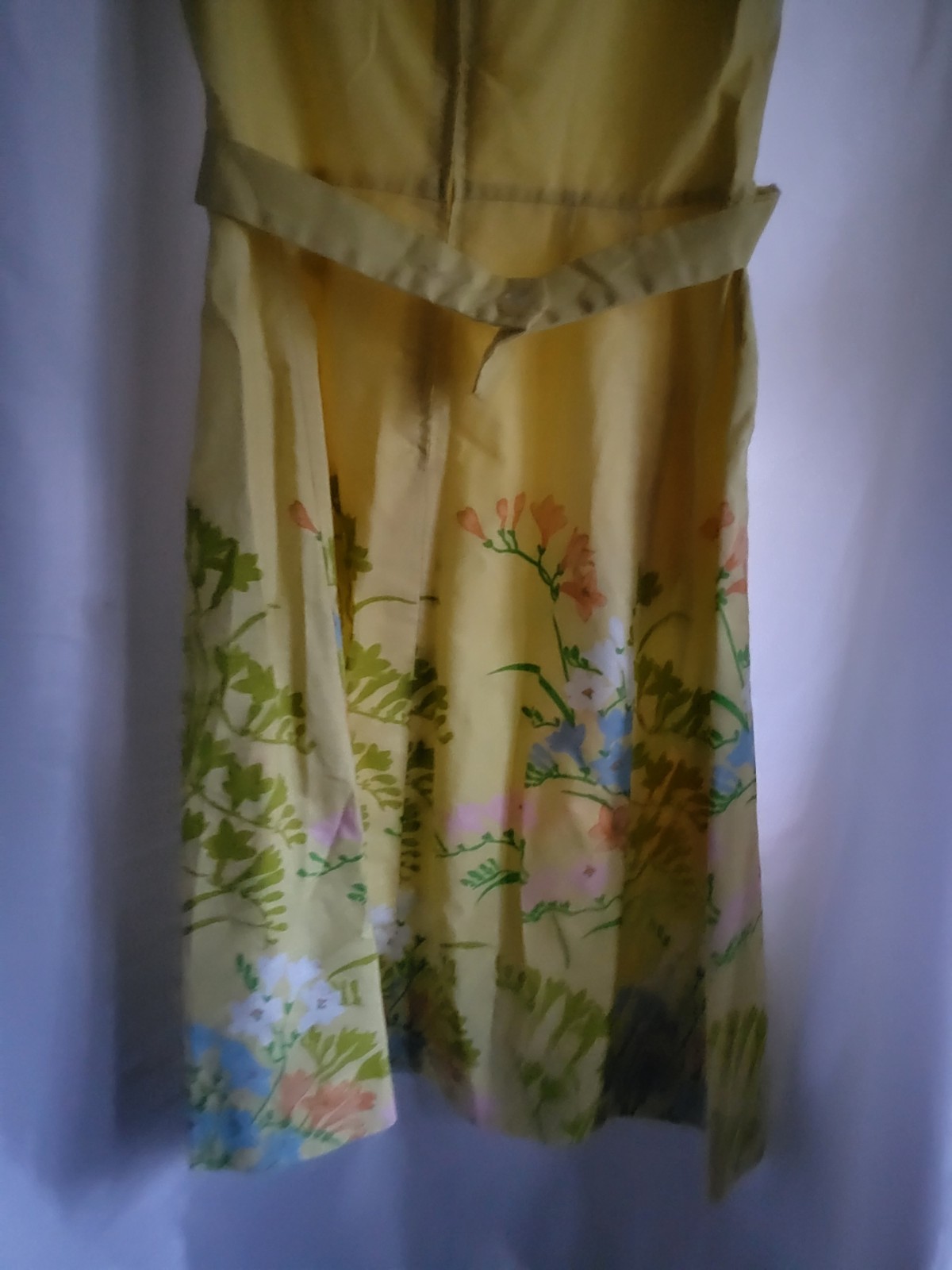vtg women day dress pat premo california S/M cotton yellow floral midi 50’s 60’s