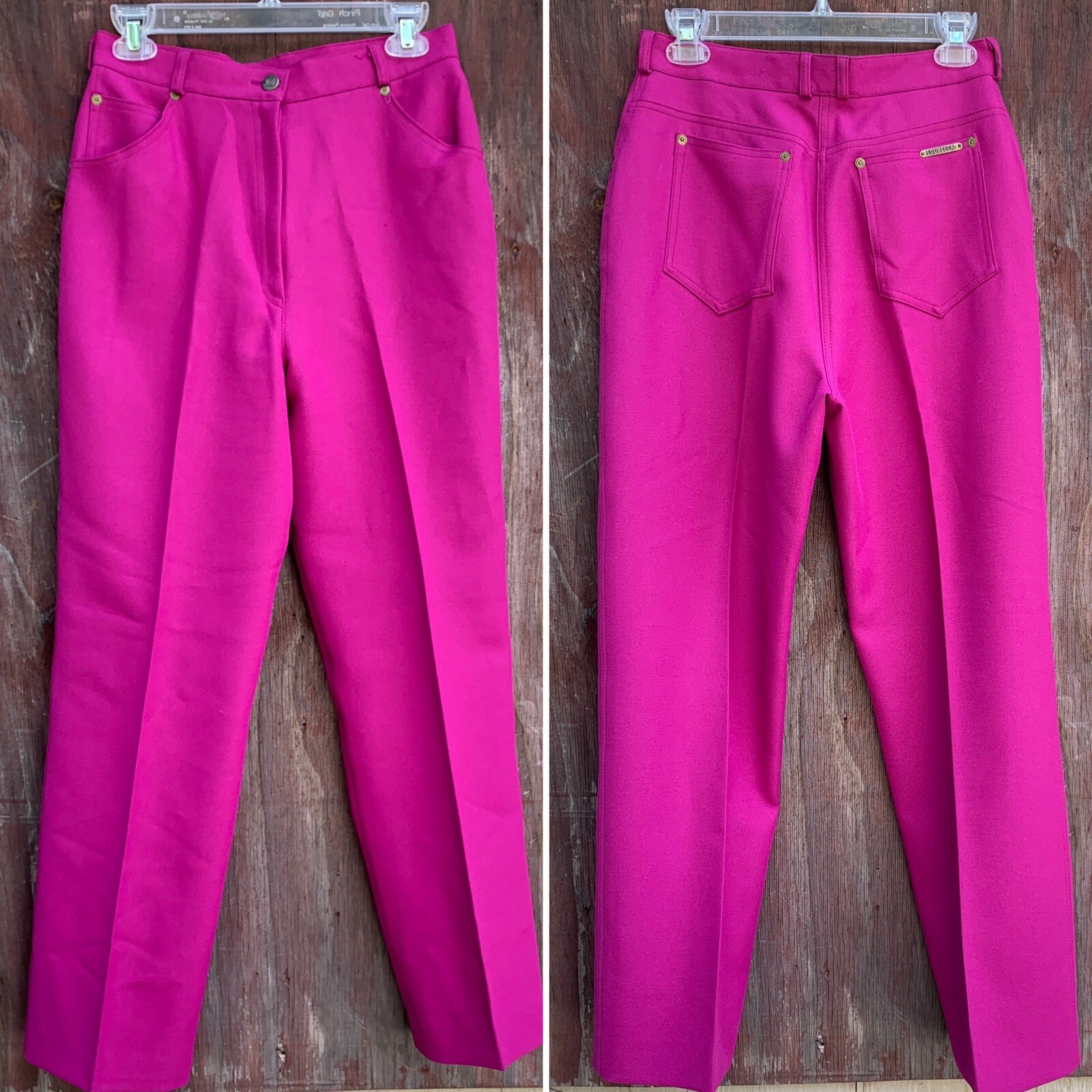 Vintage Loubella Pants Fuchsia Pink High Waist 5 Pocket Talon 42 Zipper 28 1/2”