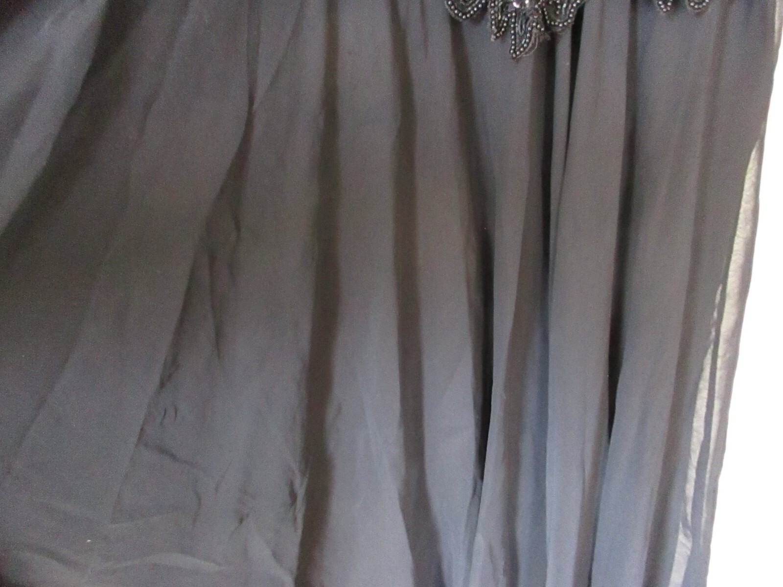Vintage Brilliante by J.A. Black Beaded Evening Gown L short sleeve Open neck
