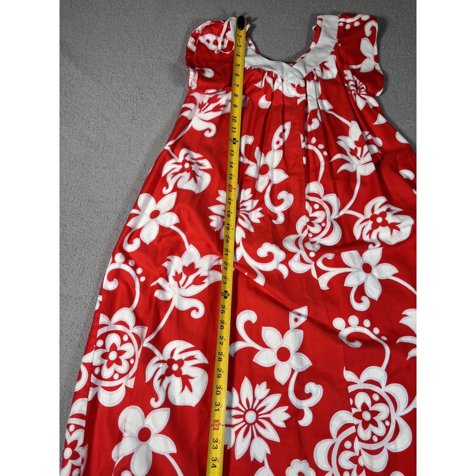Vintage XS Waltah Clark’s Hawaiian Women’s Laua Dress Red Floral Maxi Dress